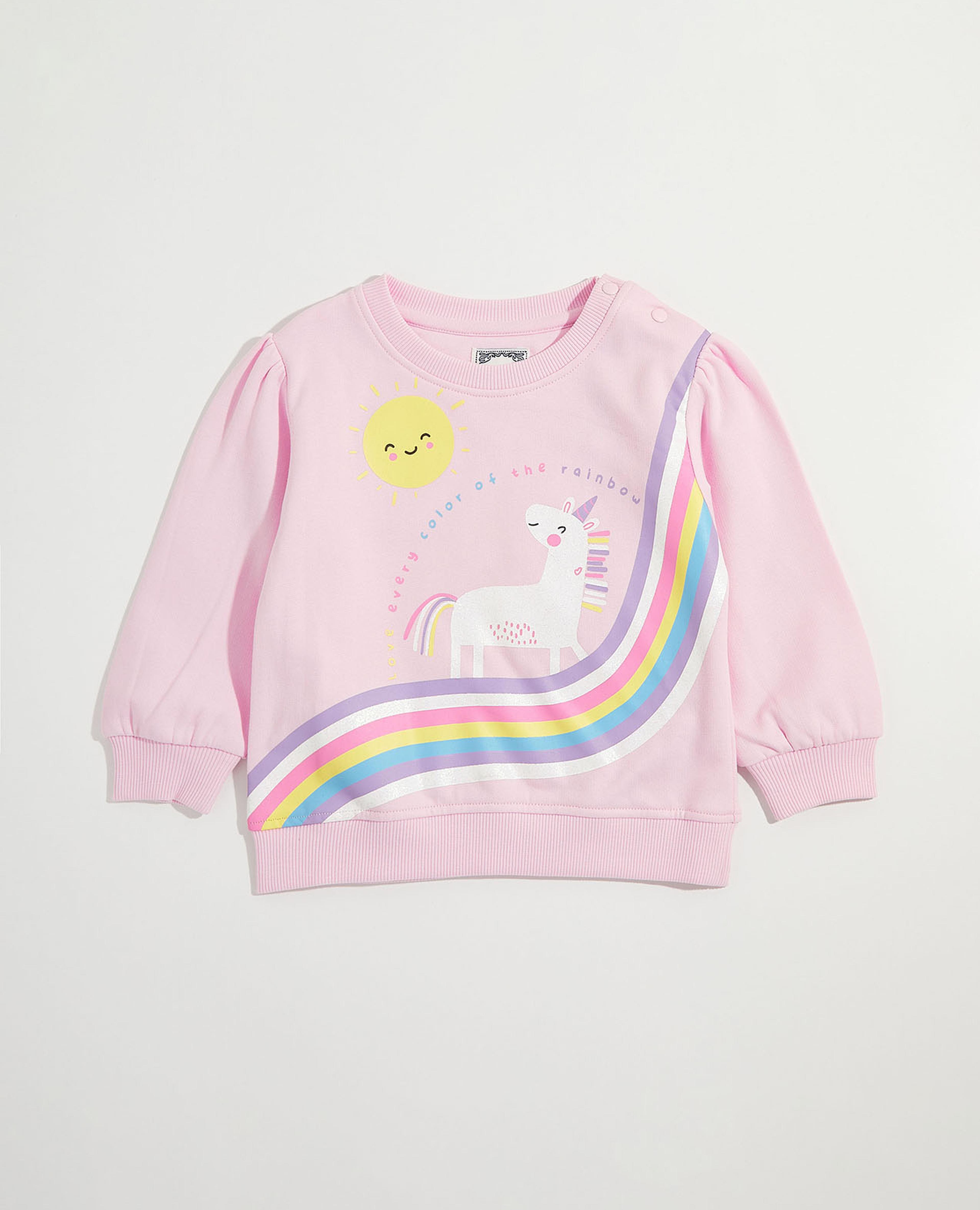 سويتشيرت بأكمام طويلة ورقبة مستديرة وطبعة يونيكورن