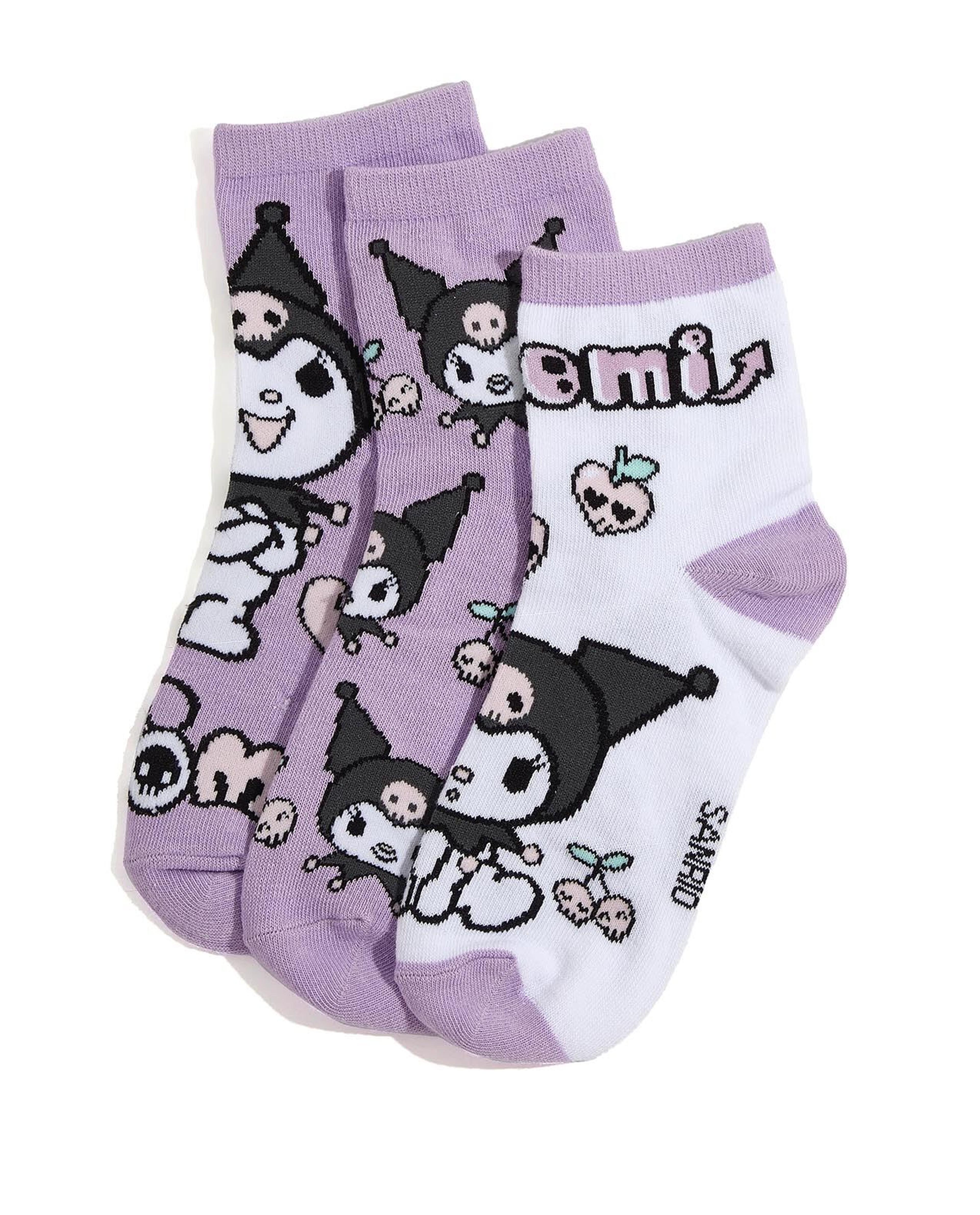 جوارب بطول الكاحل بطبعة - 3 أزواج