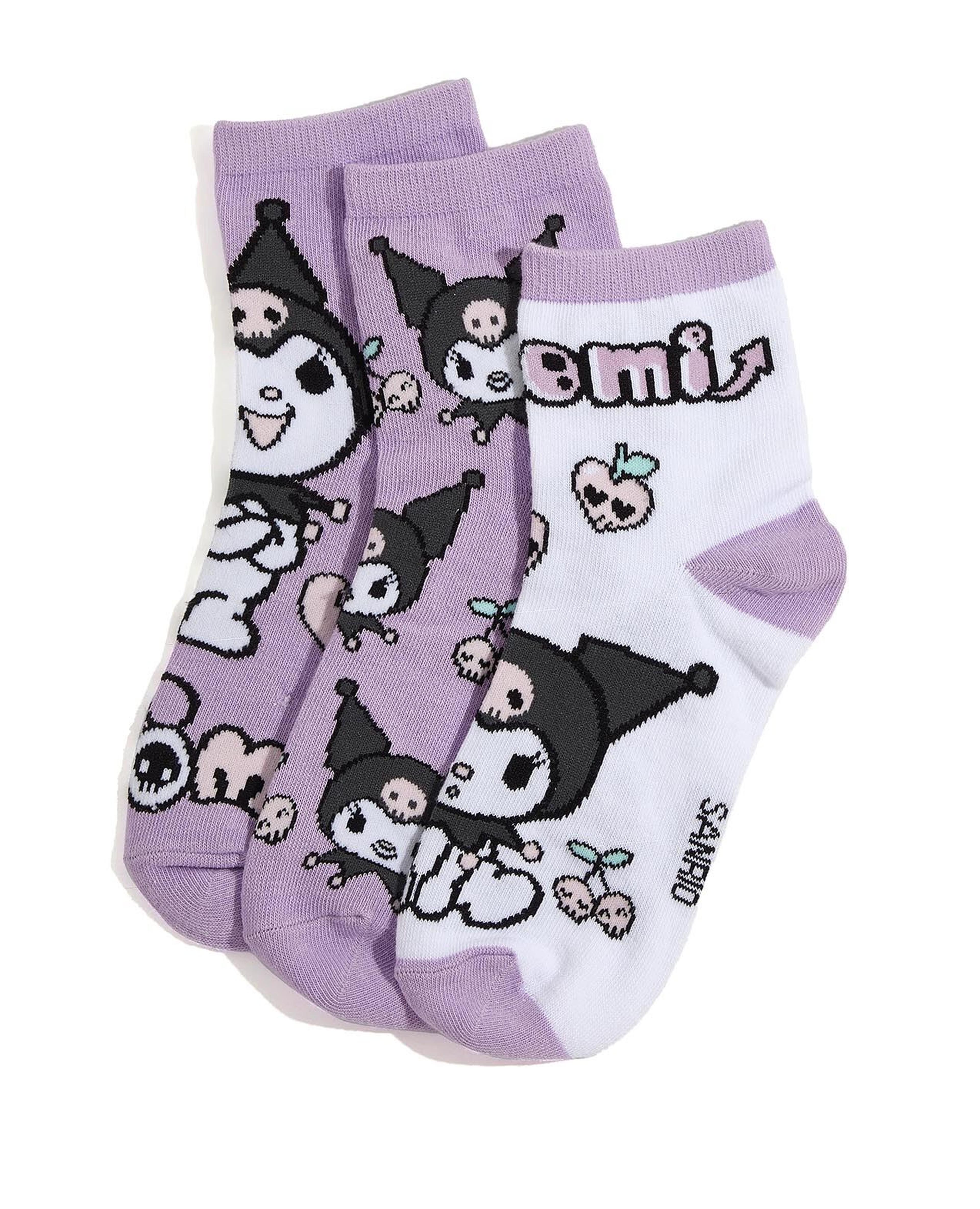 جوارب بطول الكاحل بطبعة - 3 أزواج