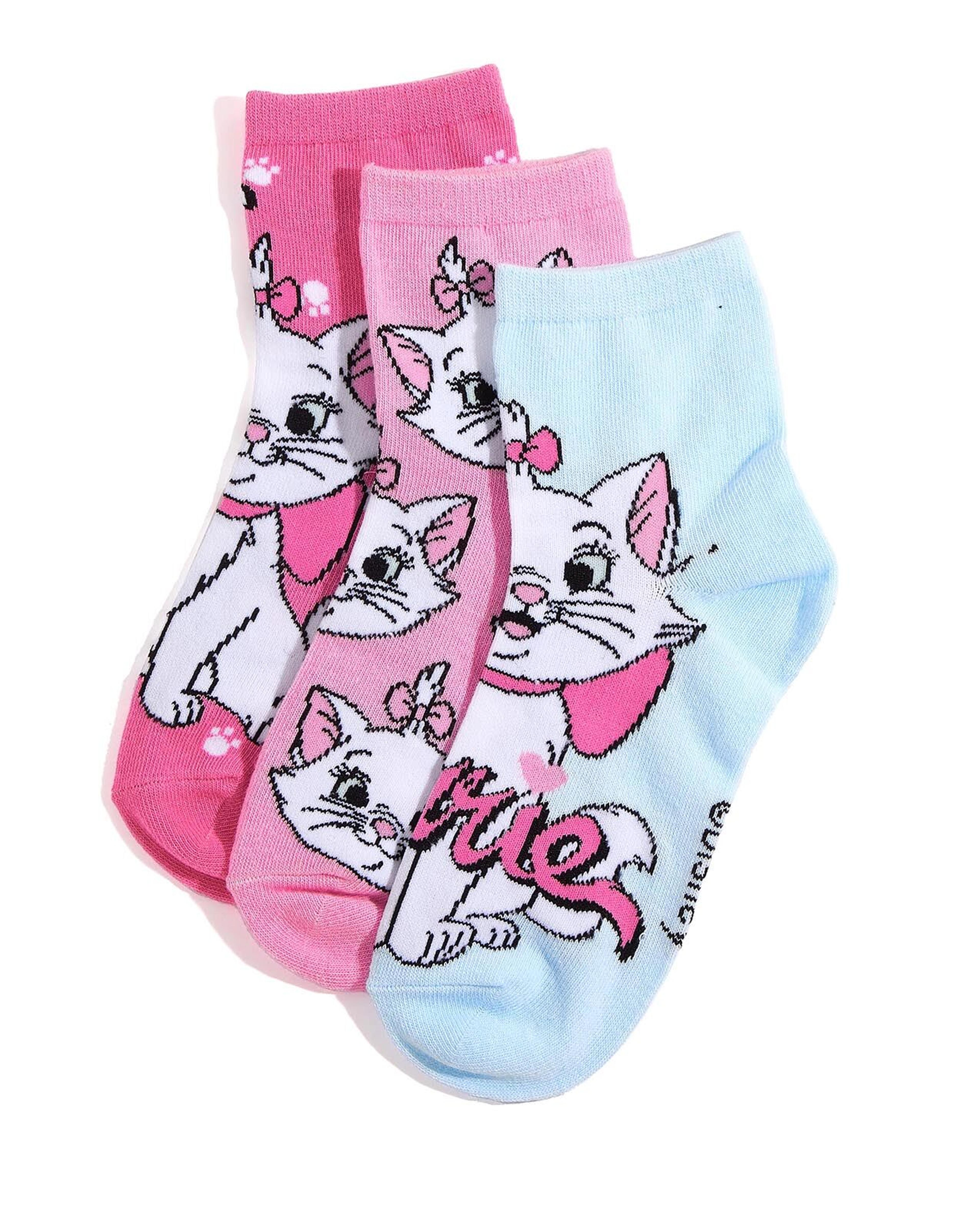 جوارب بطول الكاحل بطبعة - 3 أزواج