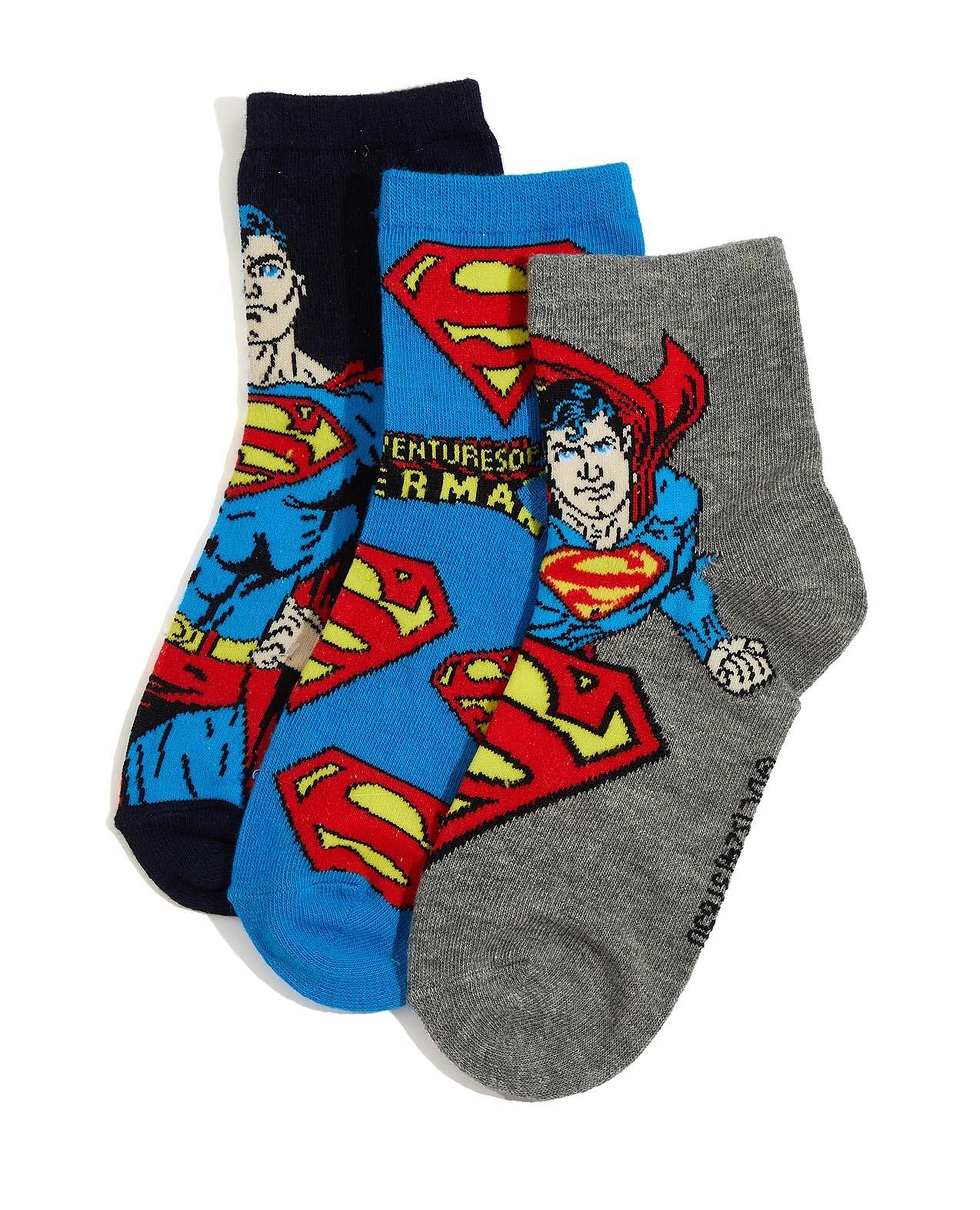 جوارب بطول الكاحل بطبعة سوبرمان - 3 أزواج
