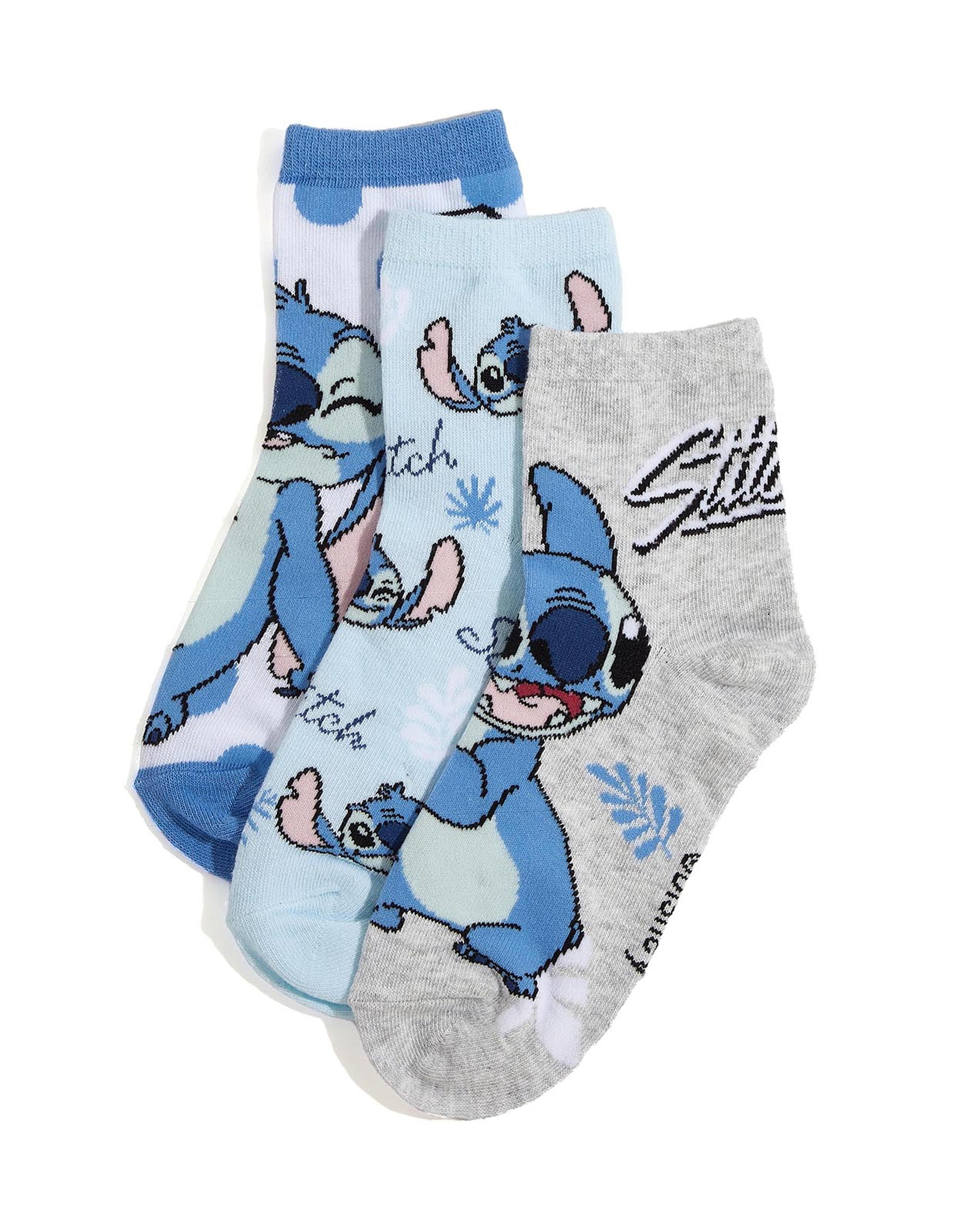 جوارب بطول الكاحل بطبعة - 3 أزواج