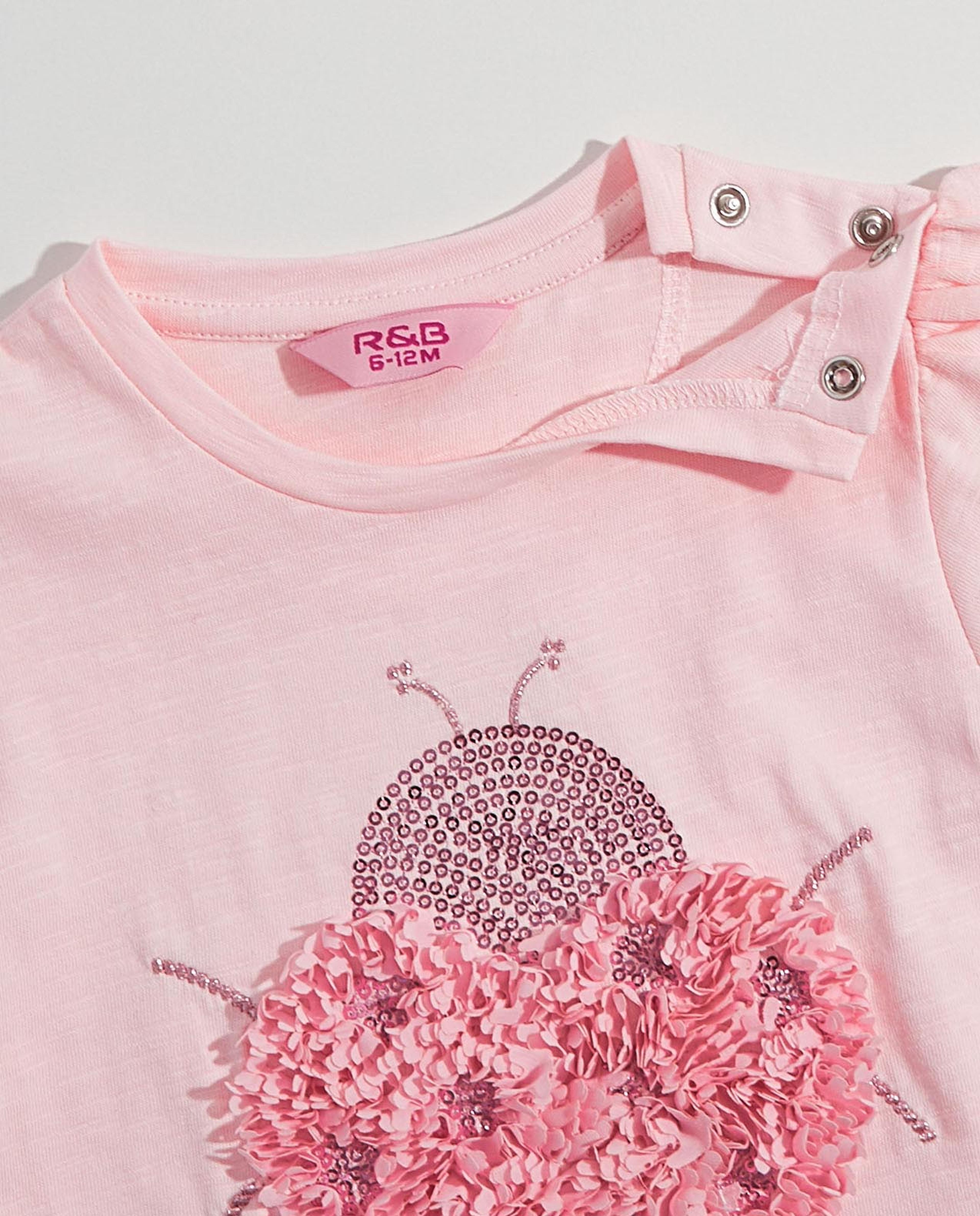 Sequined Top with Crew Neck and Puff Sleeves