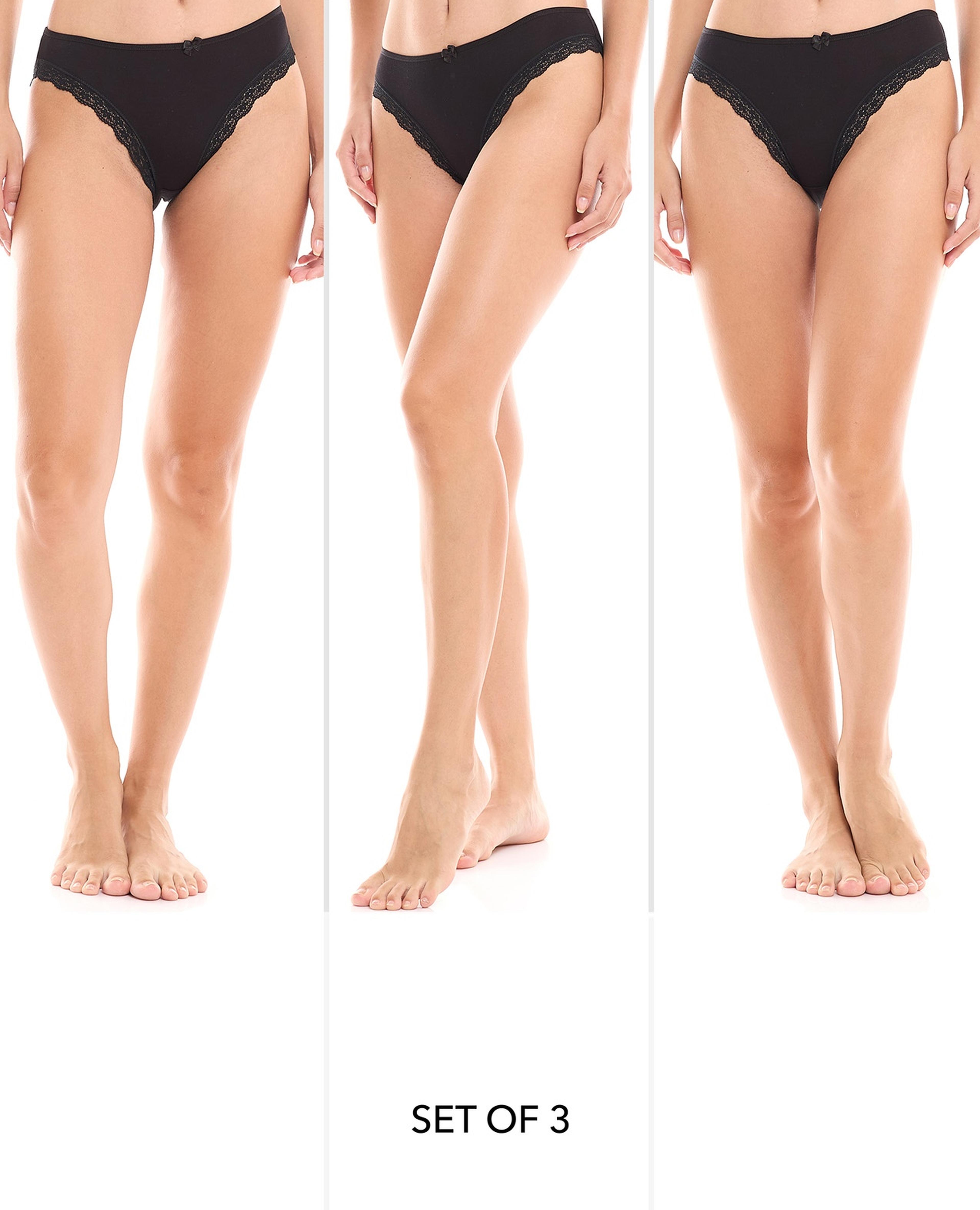 Pack of 3 Lace Trim Bikini Briefs