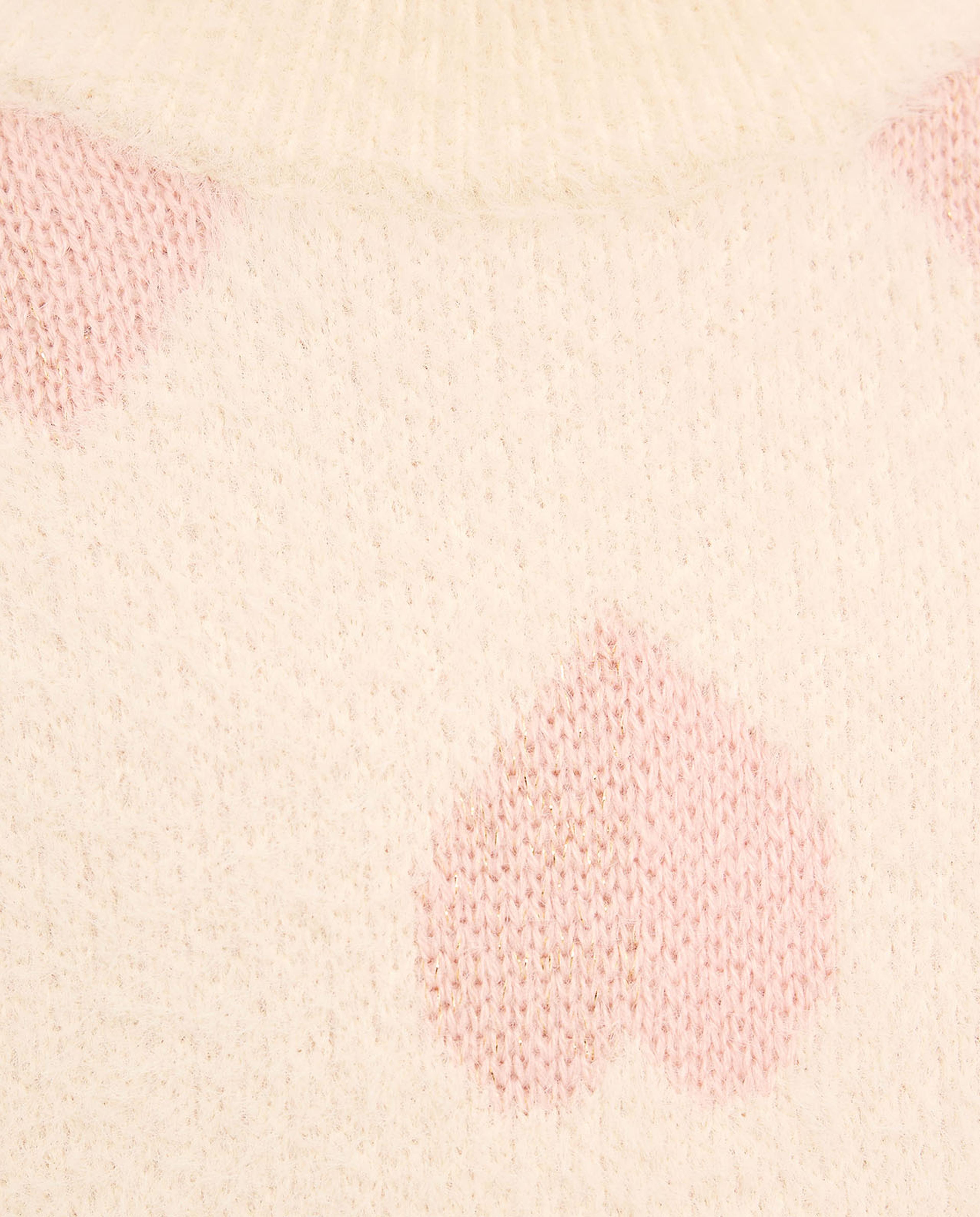 Heart Patterned Sweater with Mock Neck and Long Sleeves