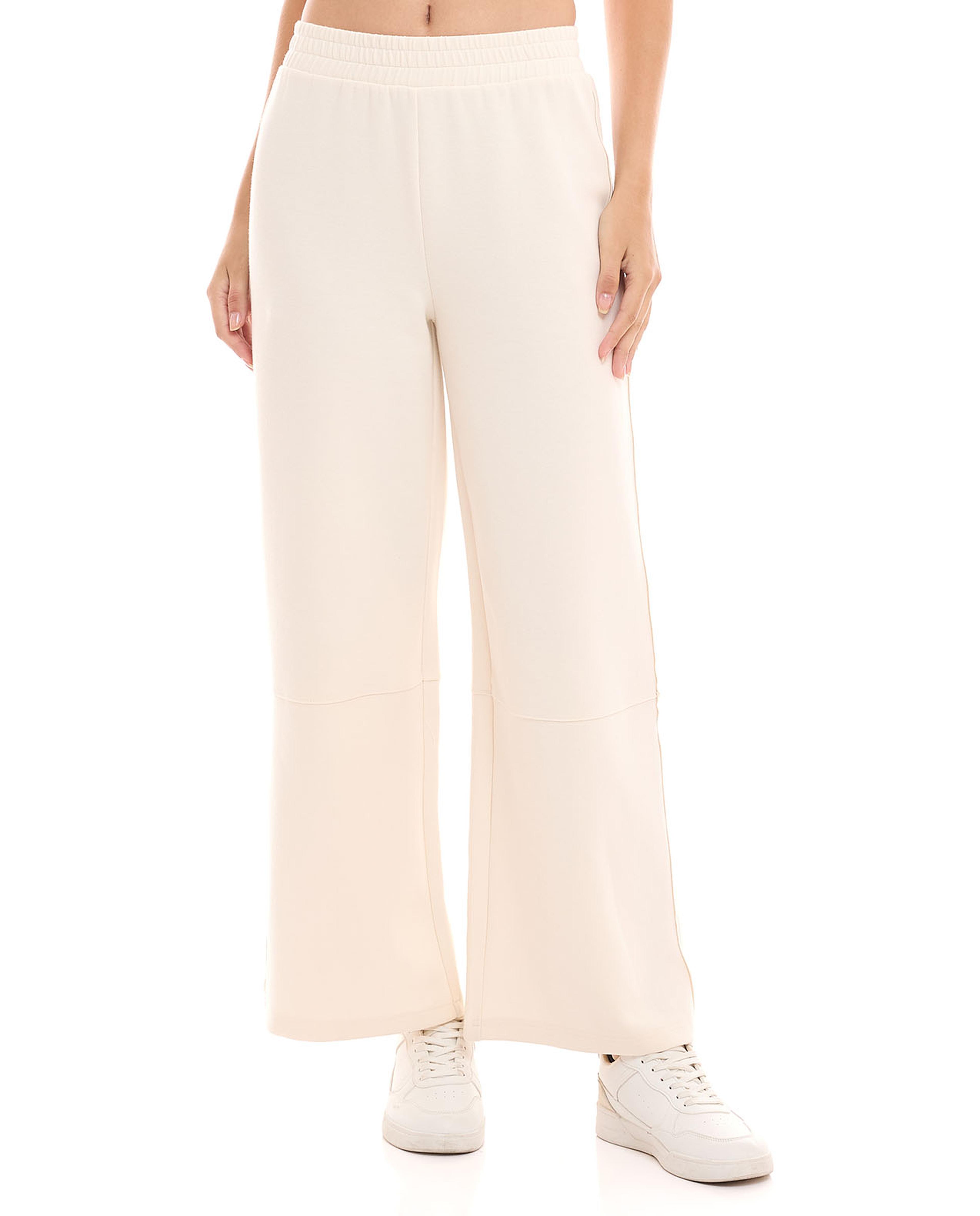 Solid Wide Leg Pants with Elastic Waist