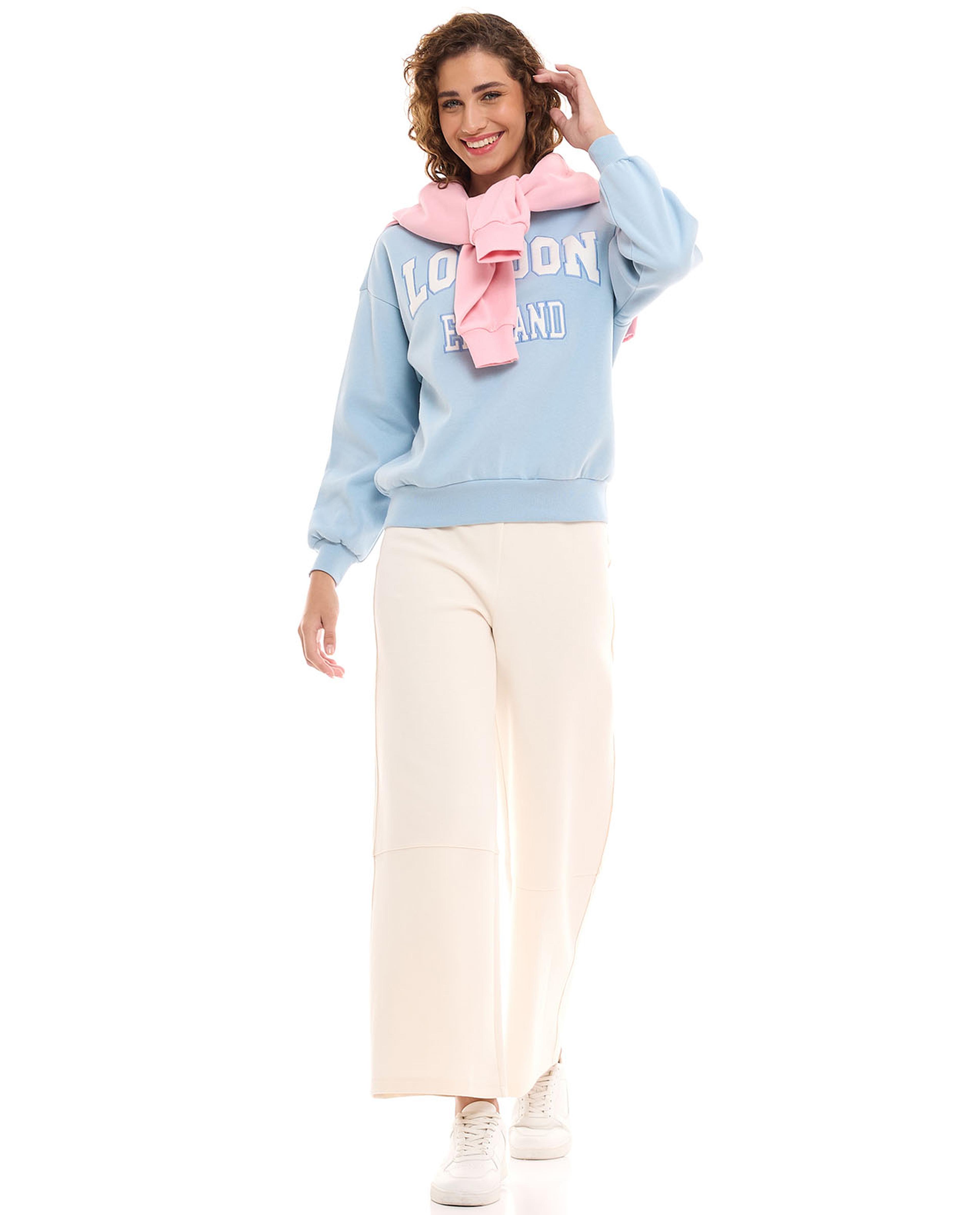 Solid Wide Leg Pants with Elastic Waist