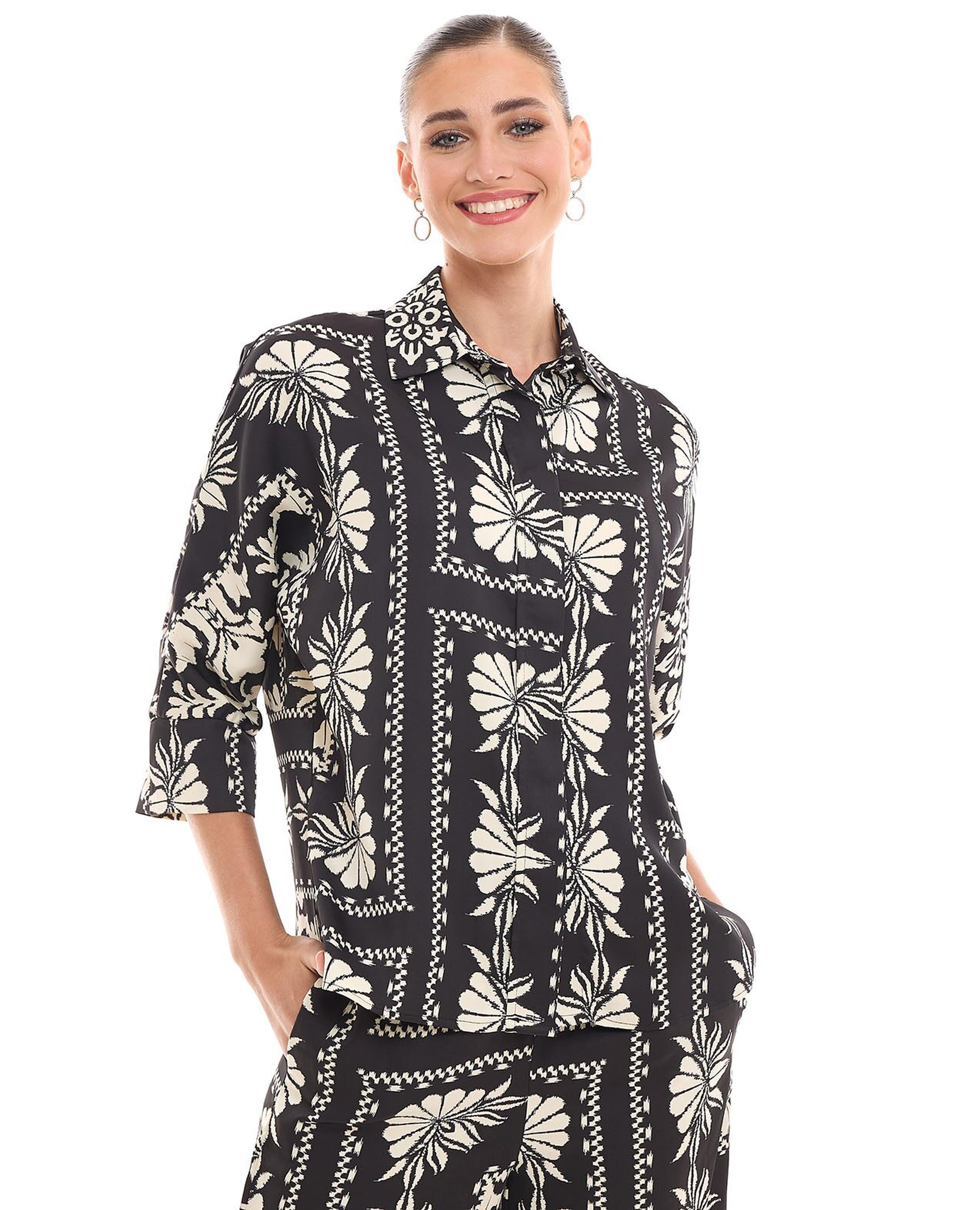 قميص بياقة كلاسيكية وأكمام 3/4