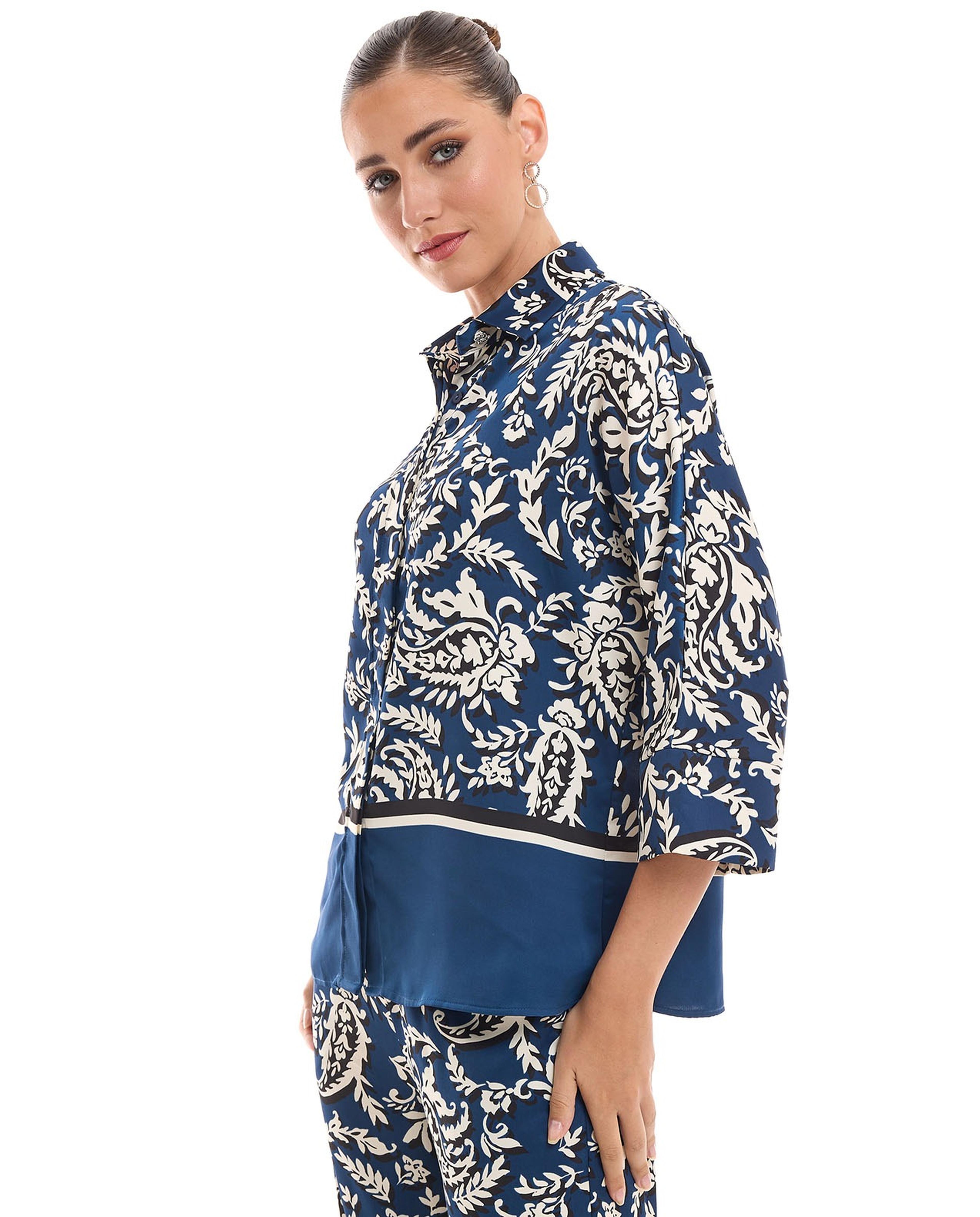 قميص بياقة كلاسيكية وأكمام 3/4