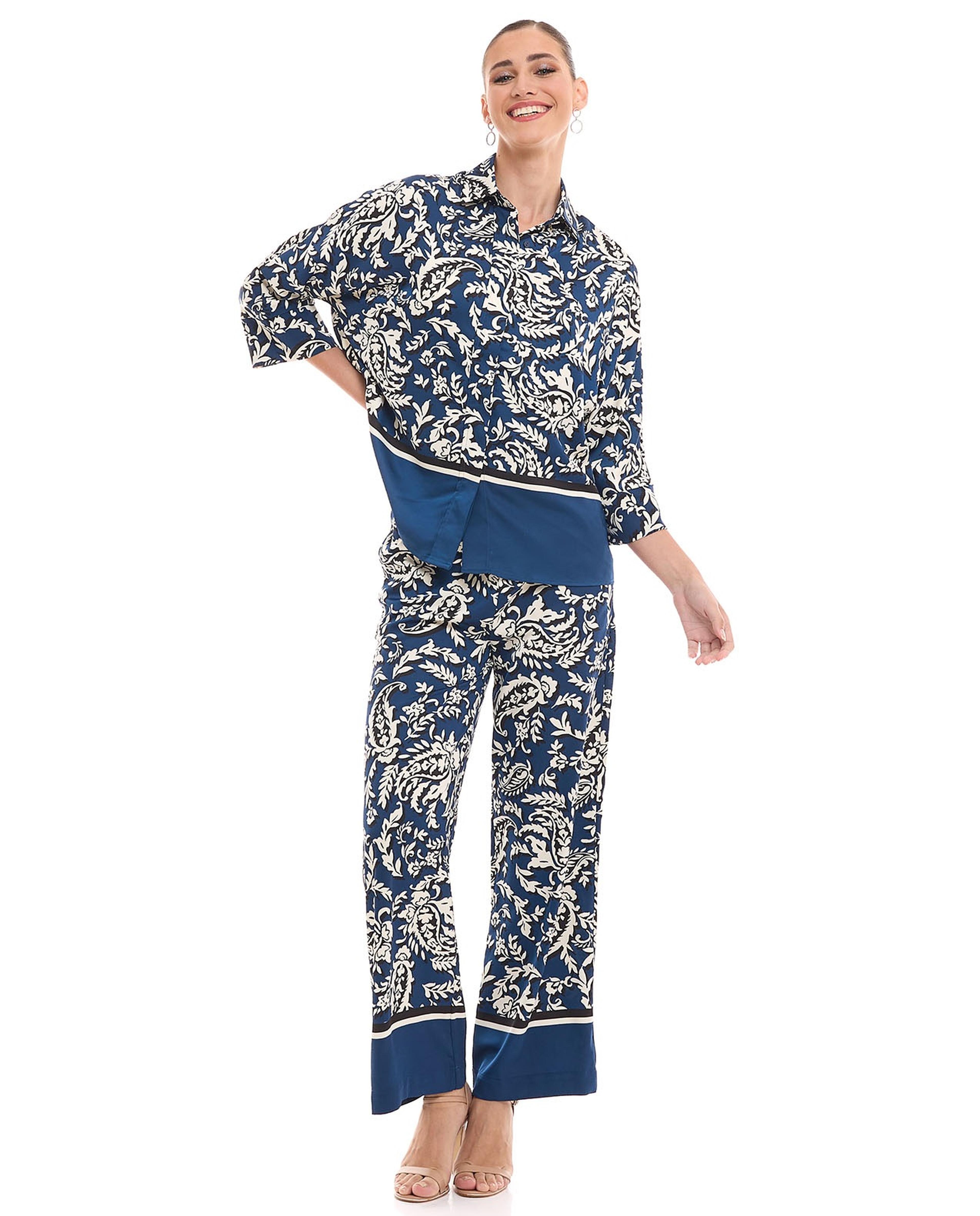 قميص بياقة كلاسيكية وأكمام 3/4