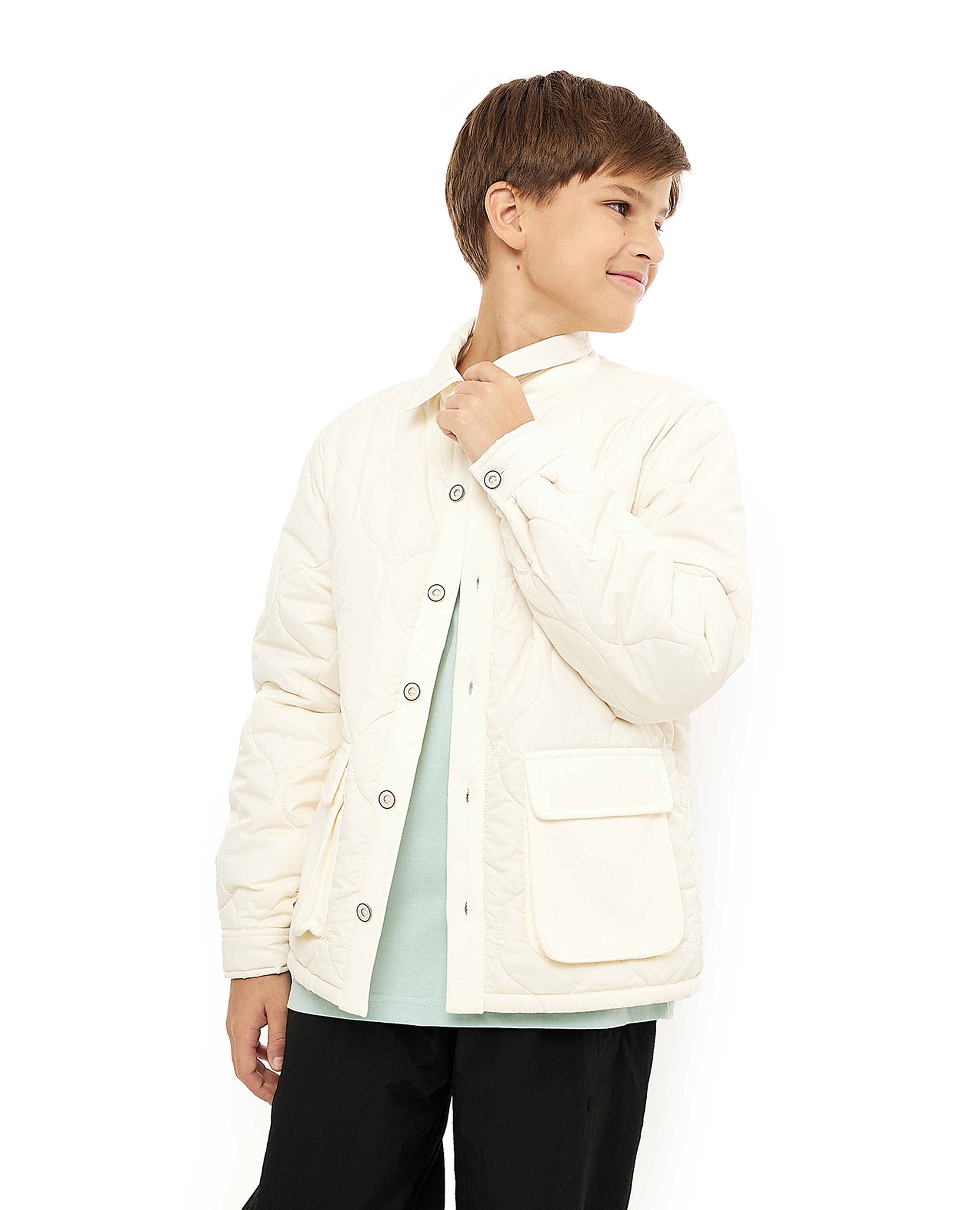 Quilted Jacket with Classic Collar and Long Sleeves