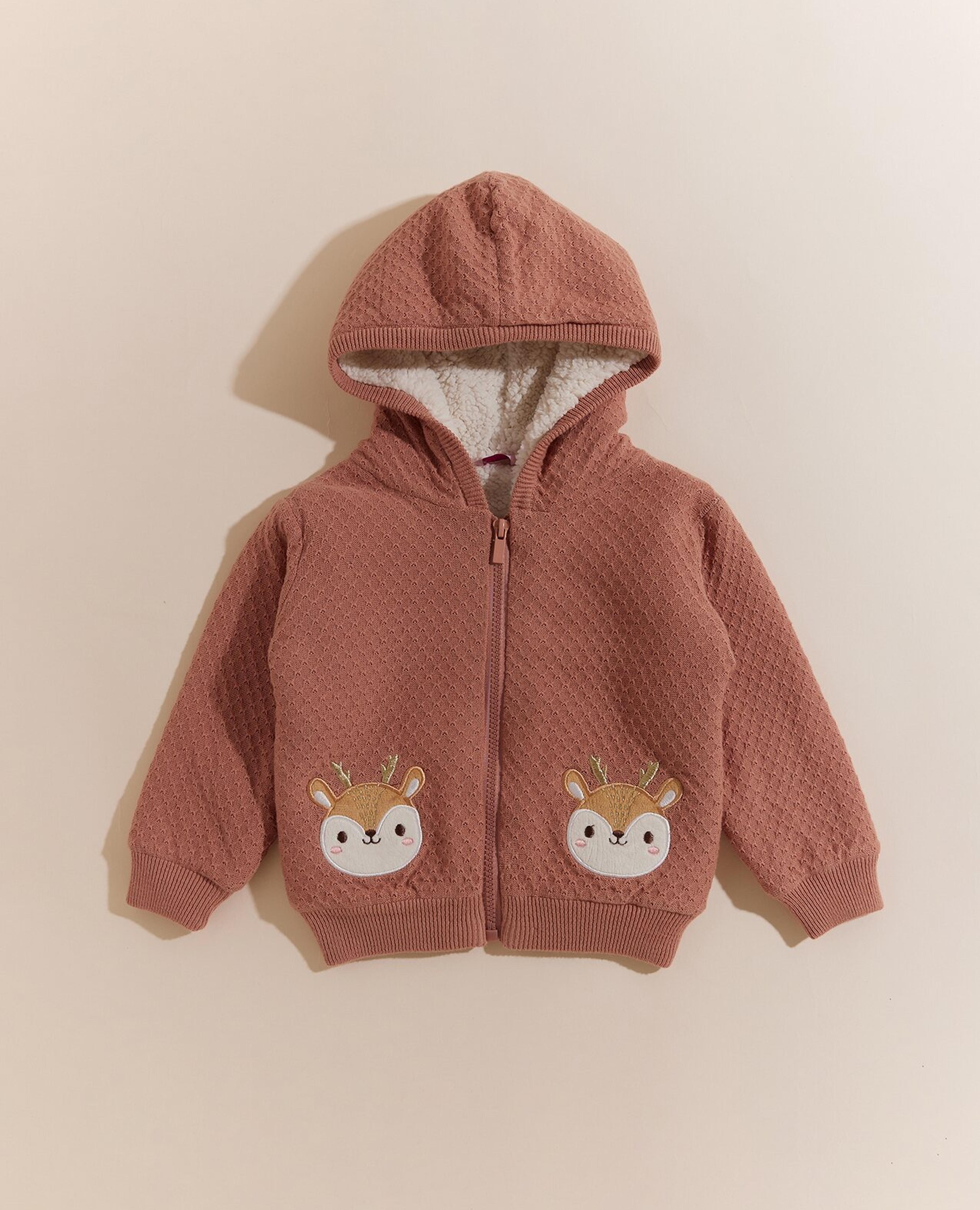 Appliqued Hooded Jacket with Long Sleeves