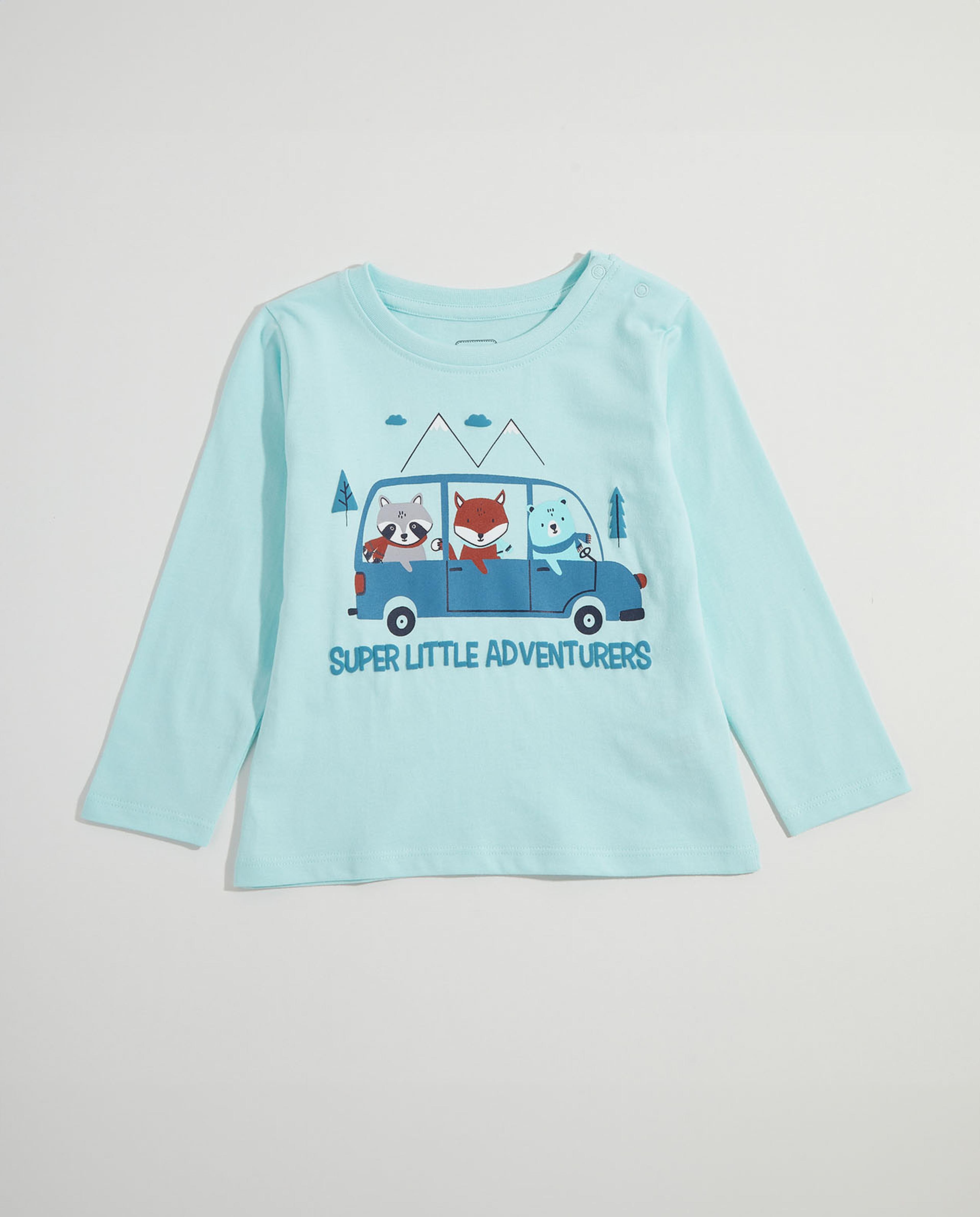 تيشيرت برقبة مستديرة وأكمام طويلة