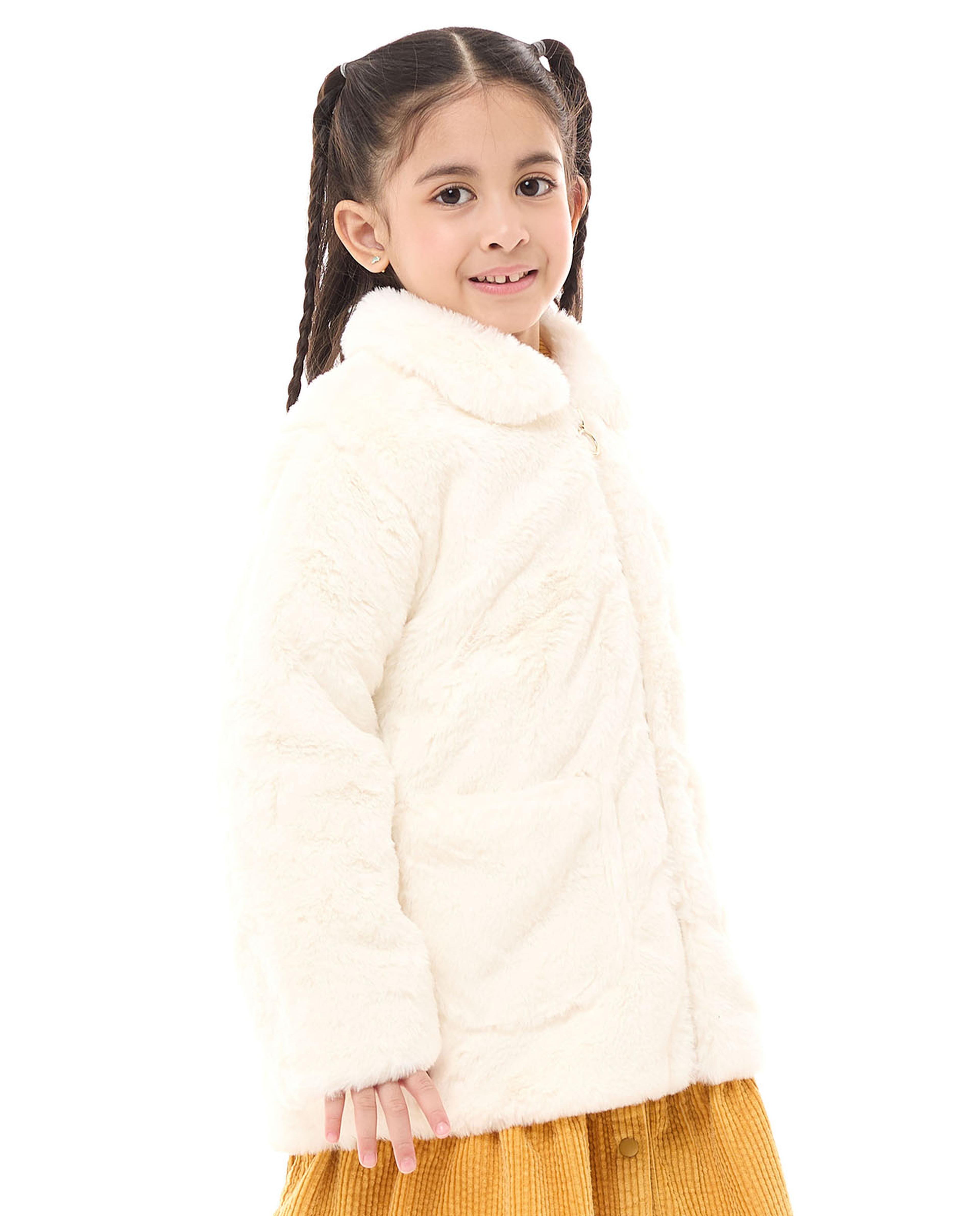 Zippered Long Sleeves Plush Jacket