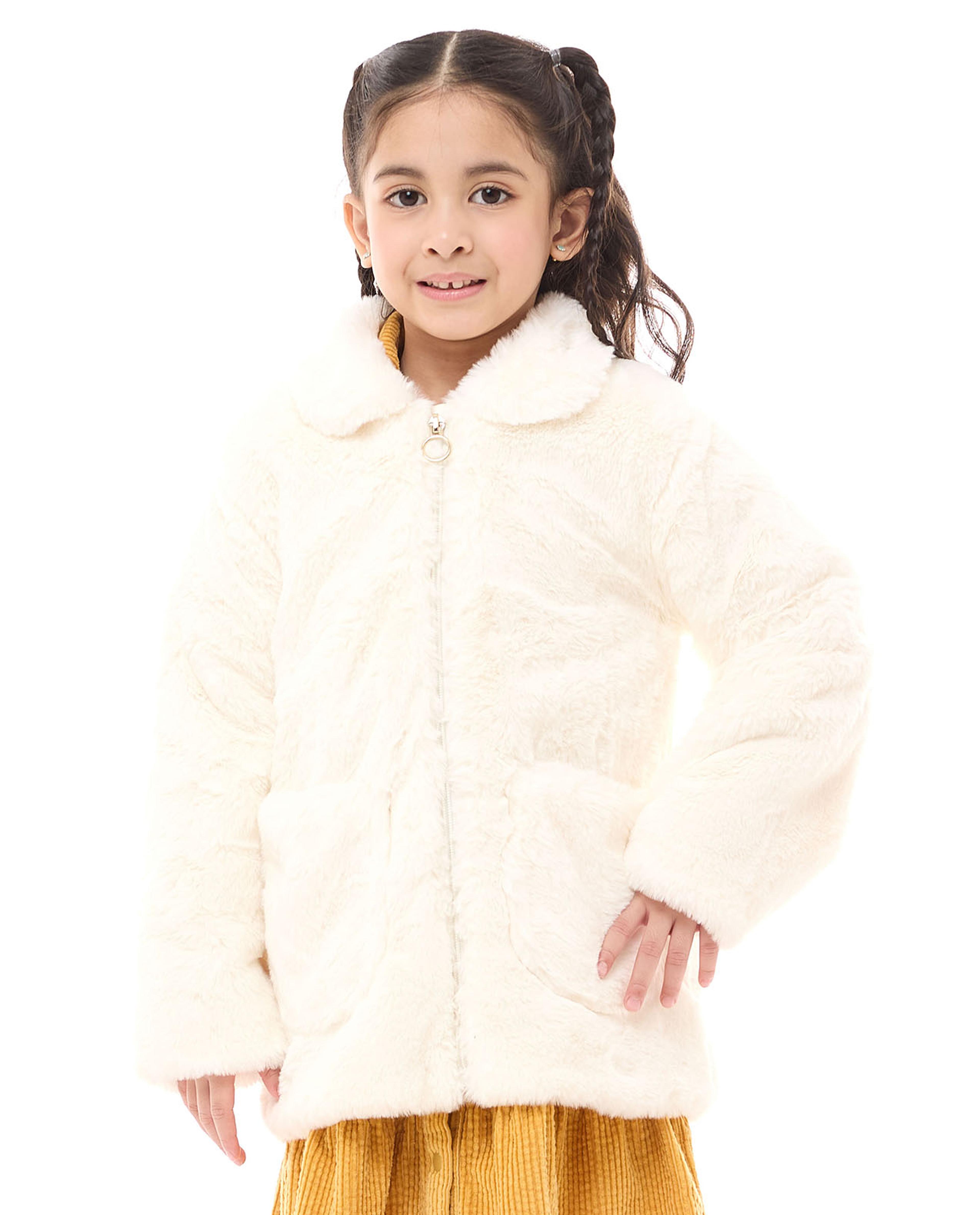 Zippered Long Sleeves Plush Jacket