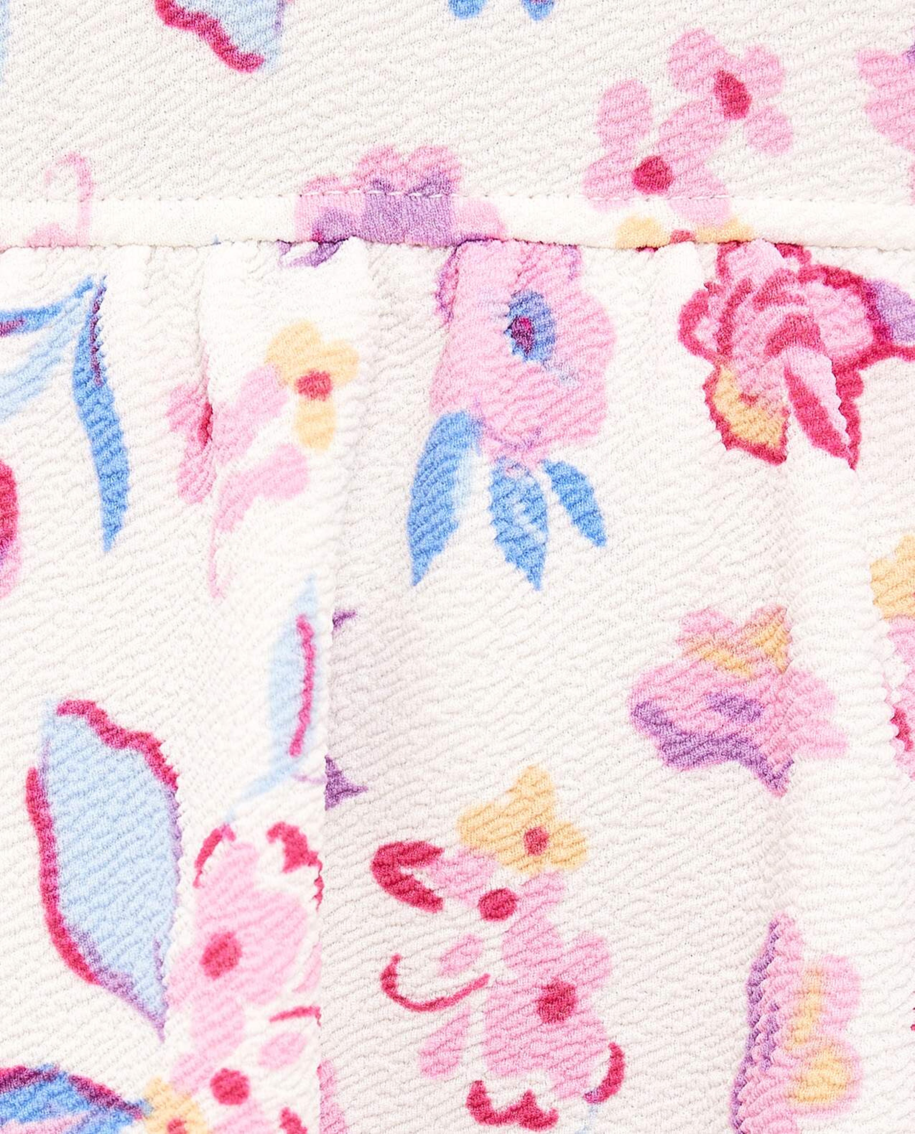 فستان مطبوع بنقشة زهور بياقة مستديرة وأكمام طويلة