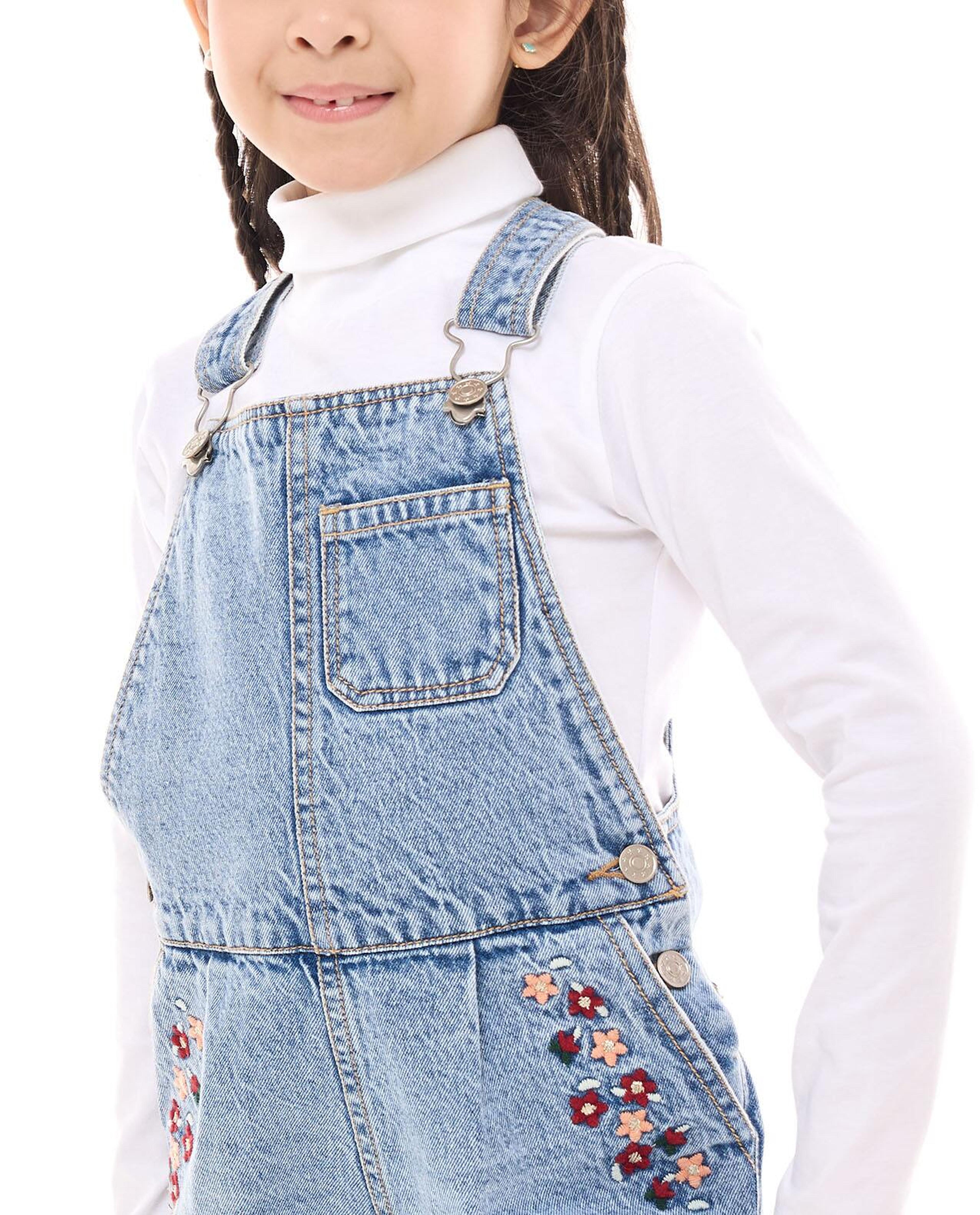 Embroidered Denim Dungarees