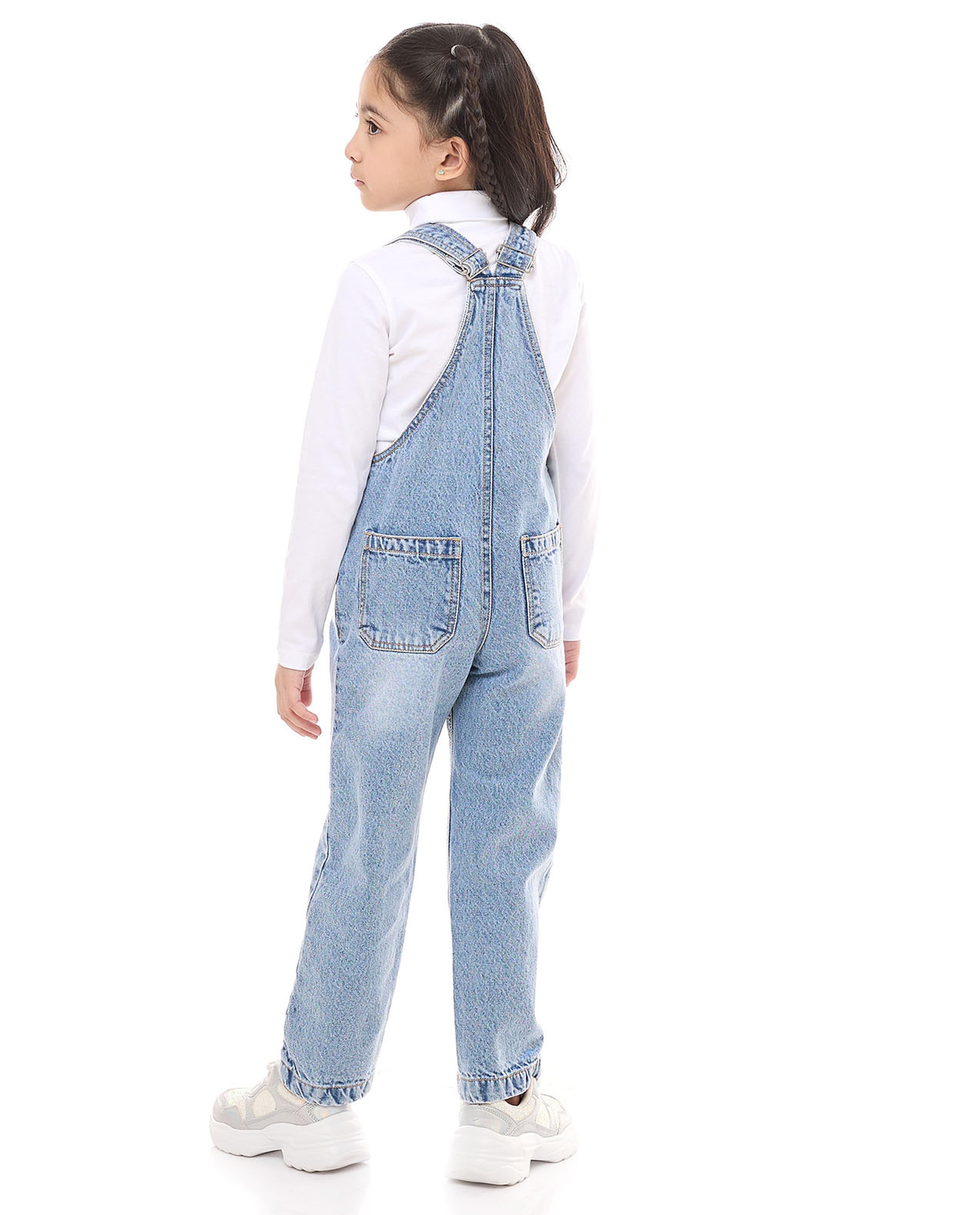 Embroidered Denim Dungarees