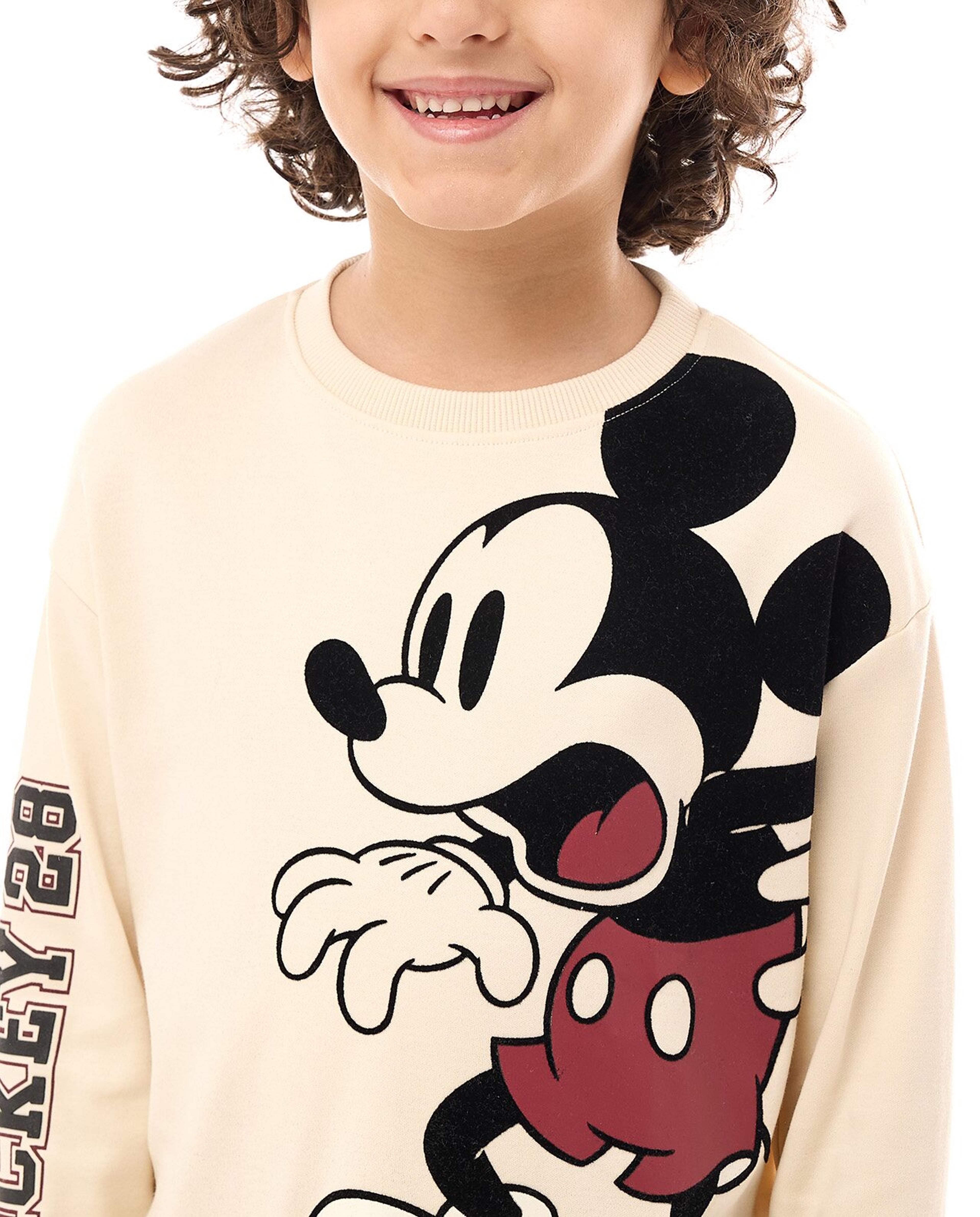 Mickey Mouse Printed T-Shirt with Long Sleeves