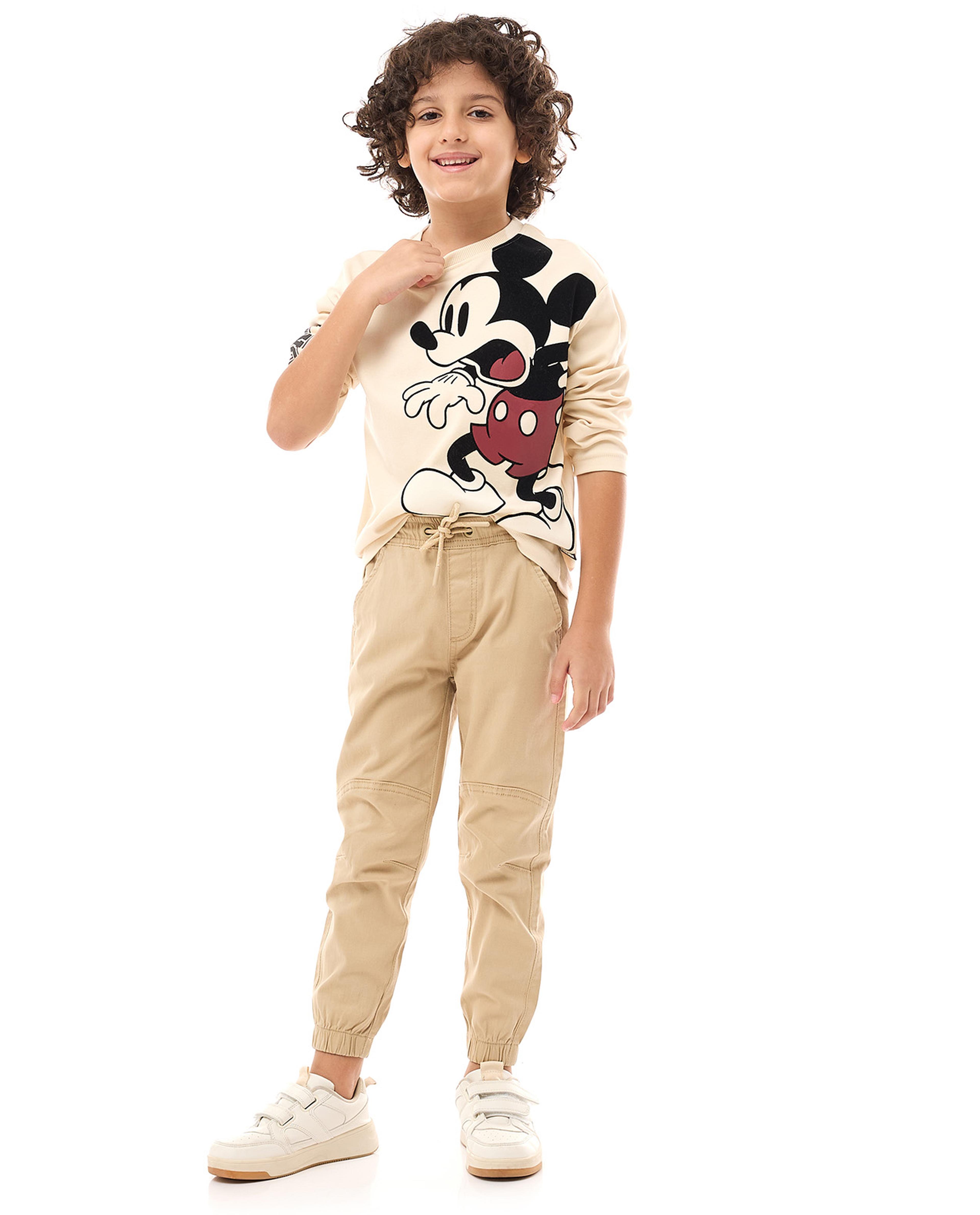 Mickey Mouse Printed T-Shirt with Long Sleeves