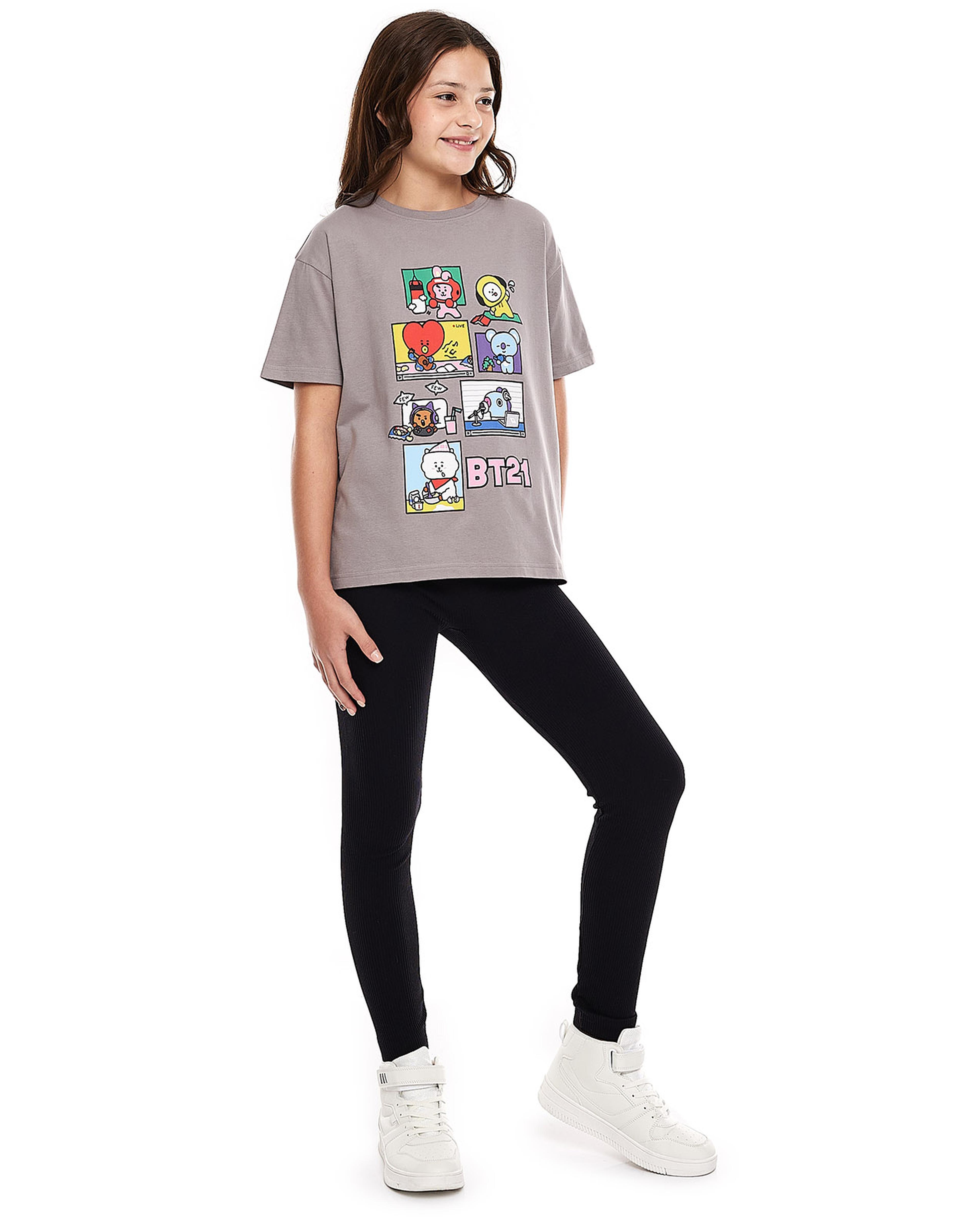 Ribbed Leggings with Elastic Waist