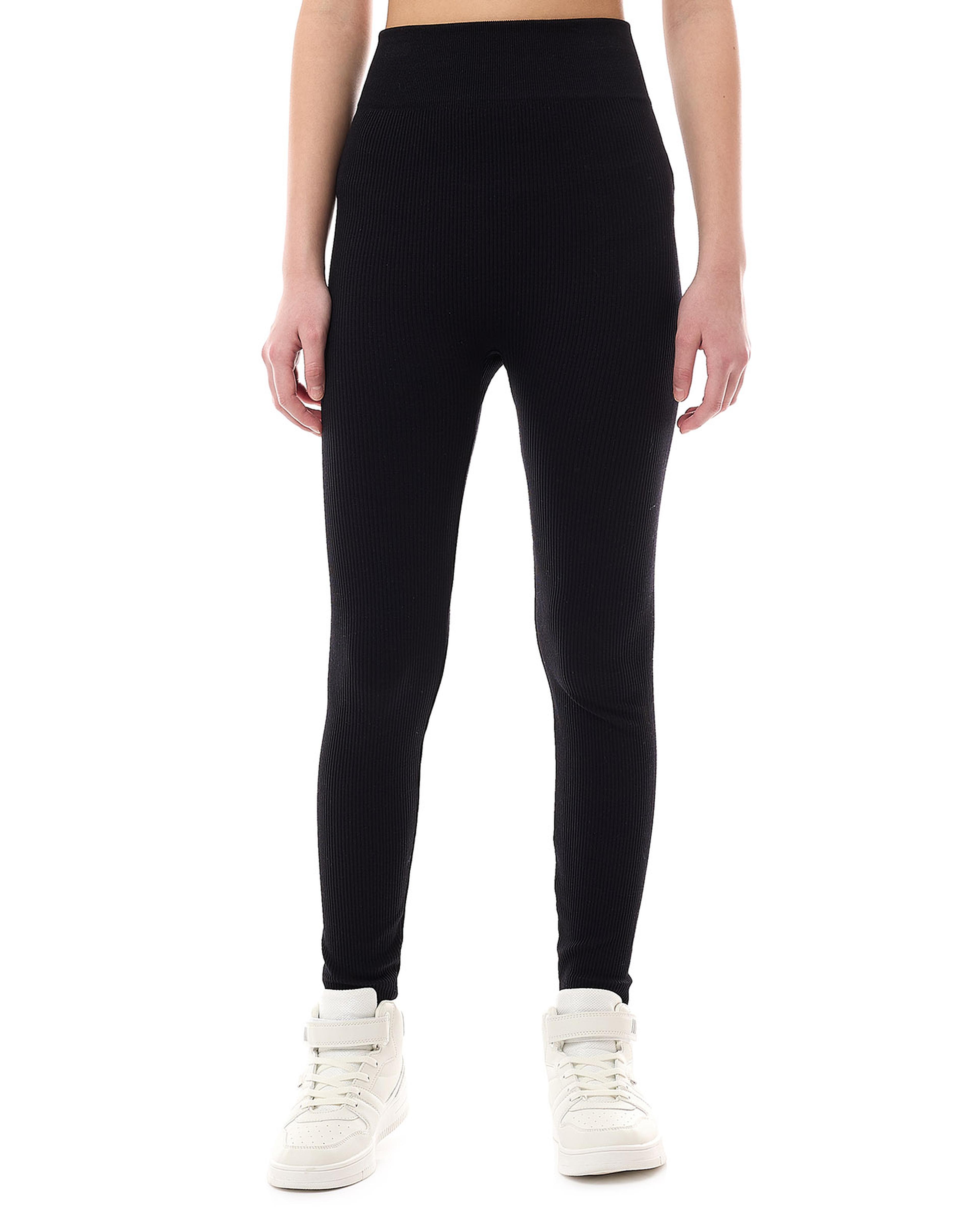 Ribbed Leggings with Elastic Waist