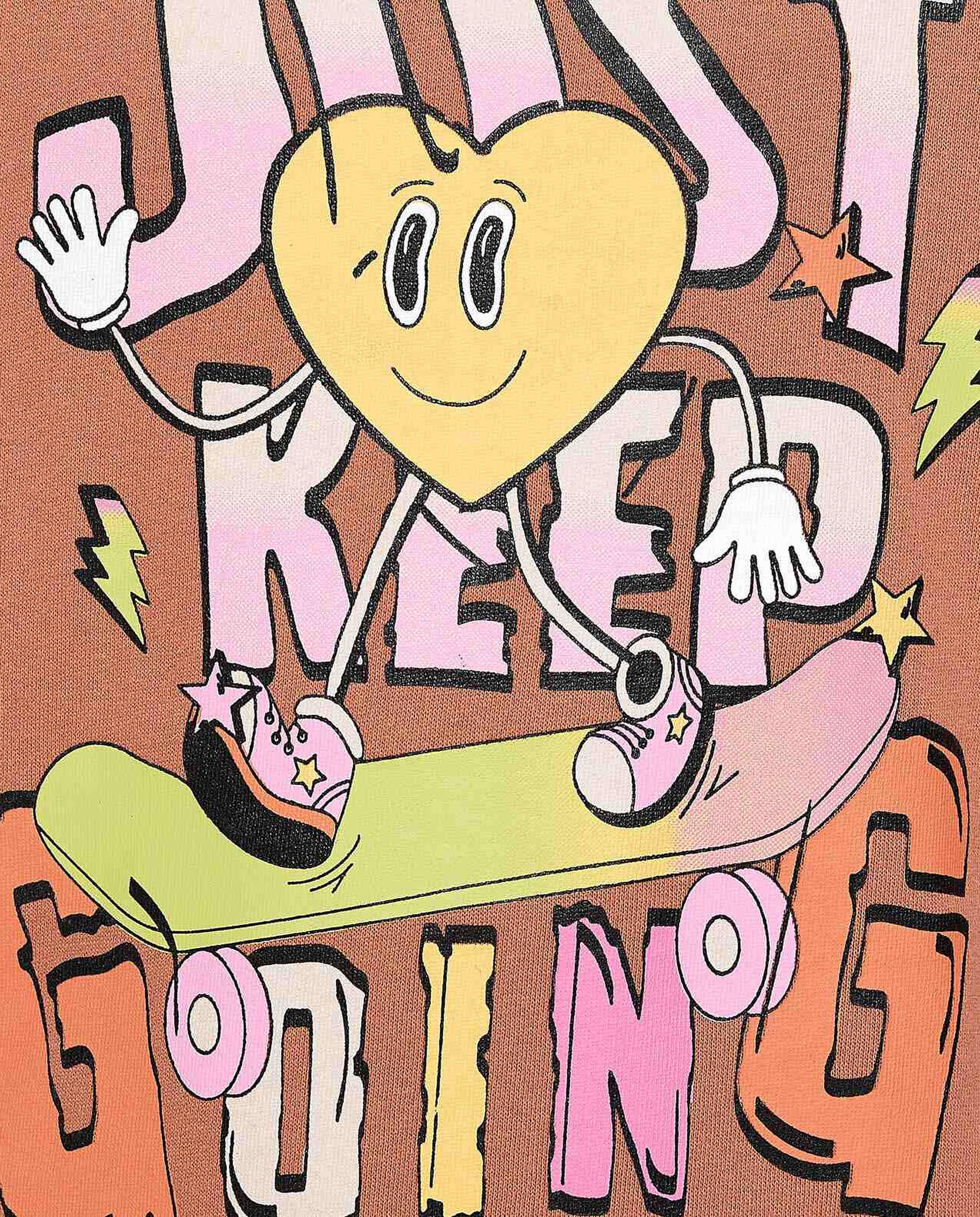 Graphic Print T-Shirt with Crew Neck and Long Sleeves