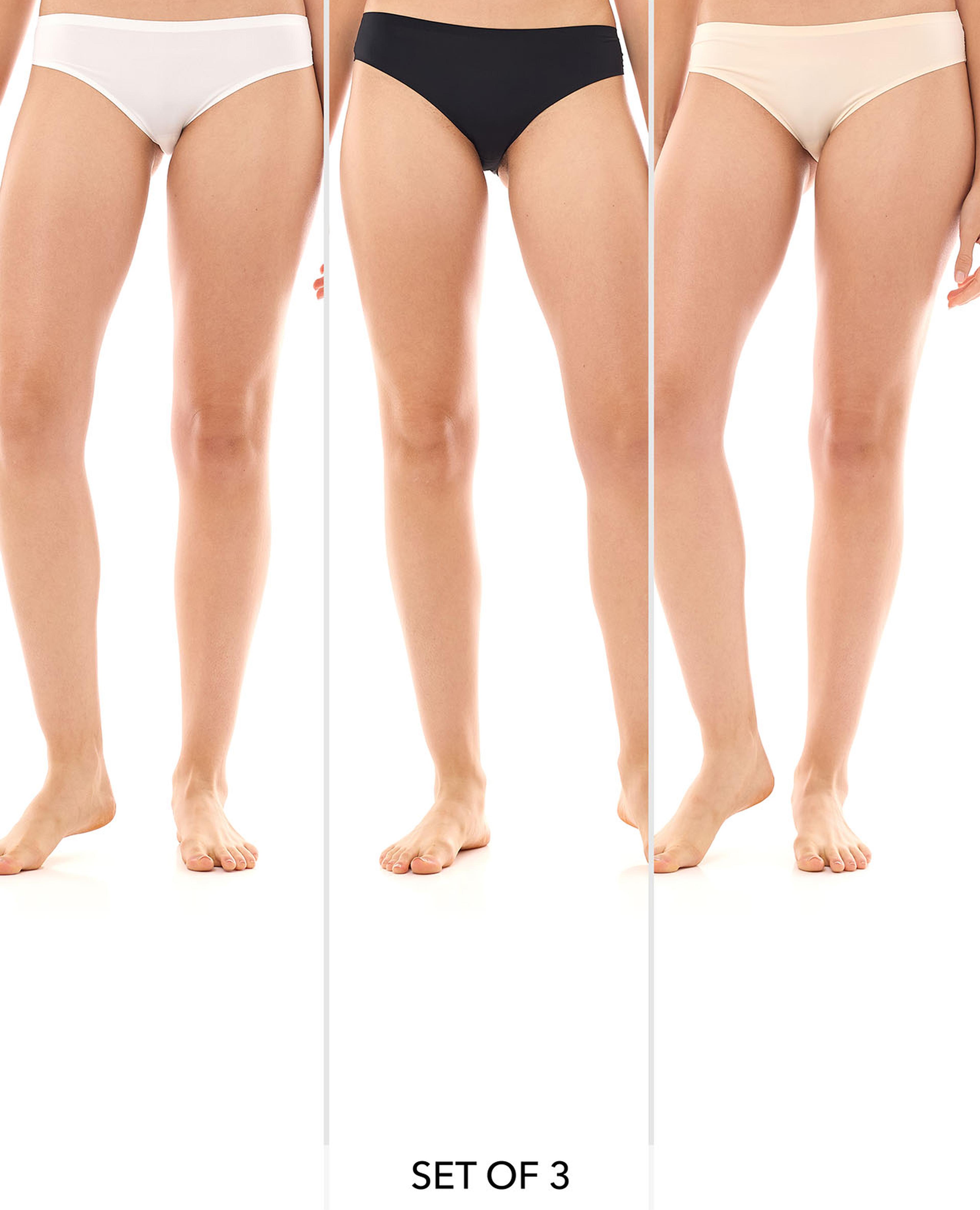 طقم سراويل بكيني بدون درزات - 3 قطع