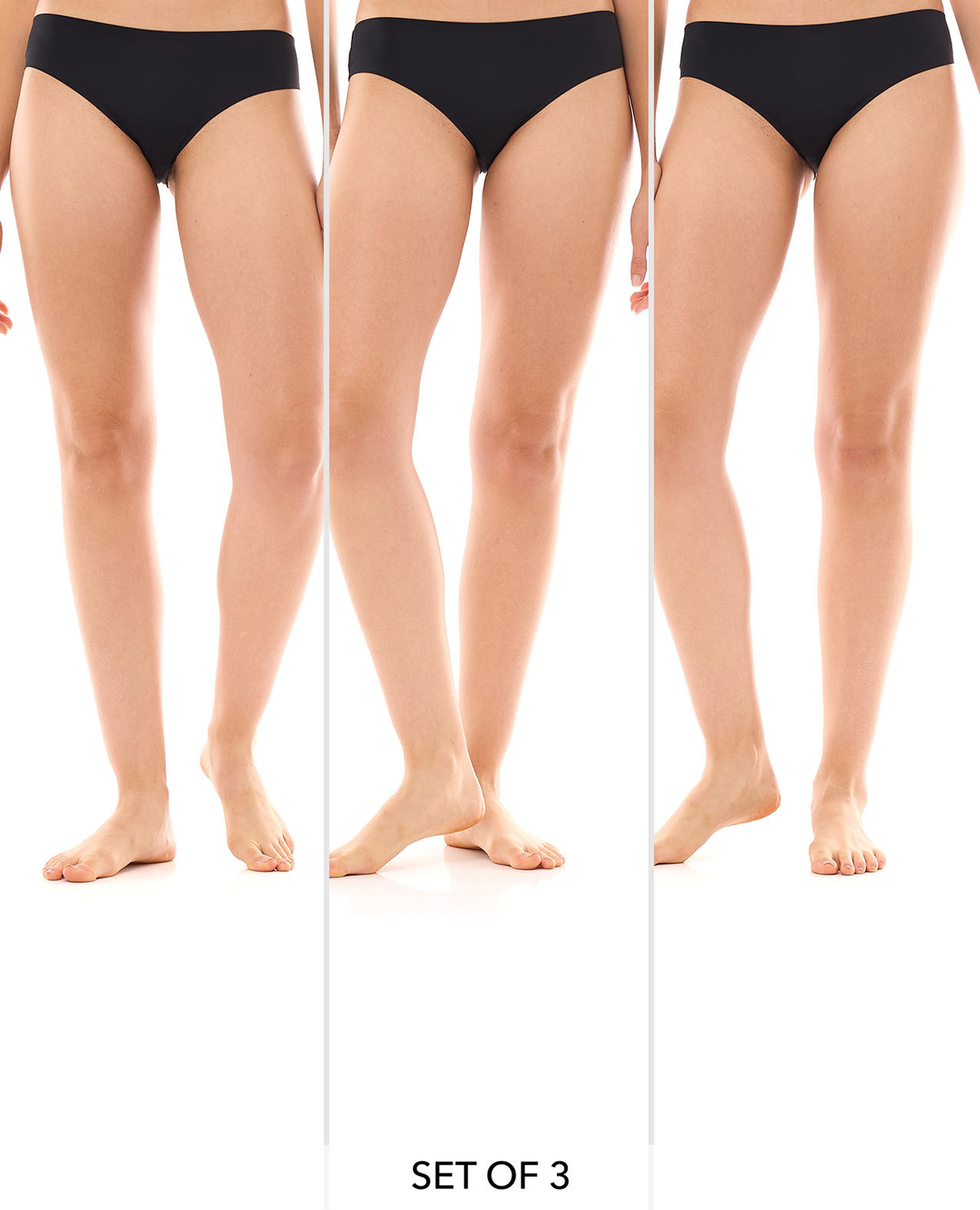 طقم سراويل بكيني بدون درزات - 3 قطع