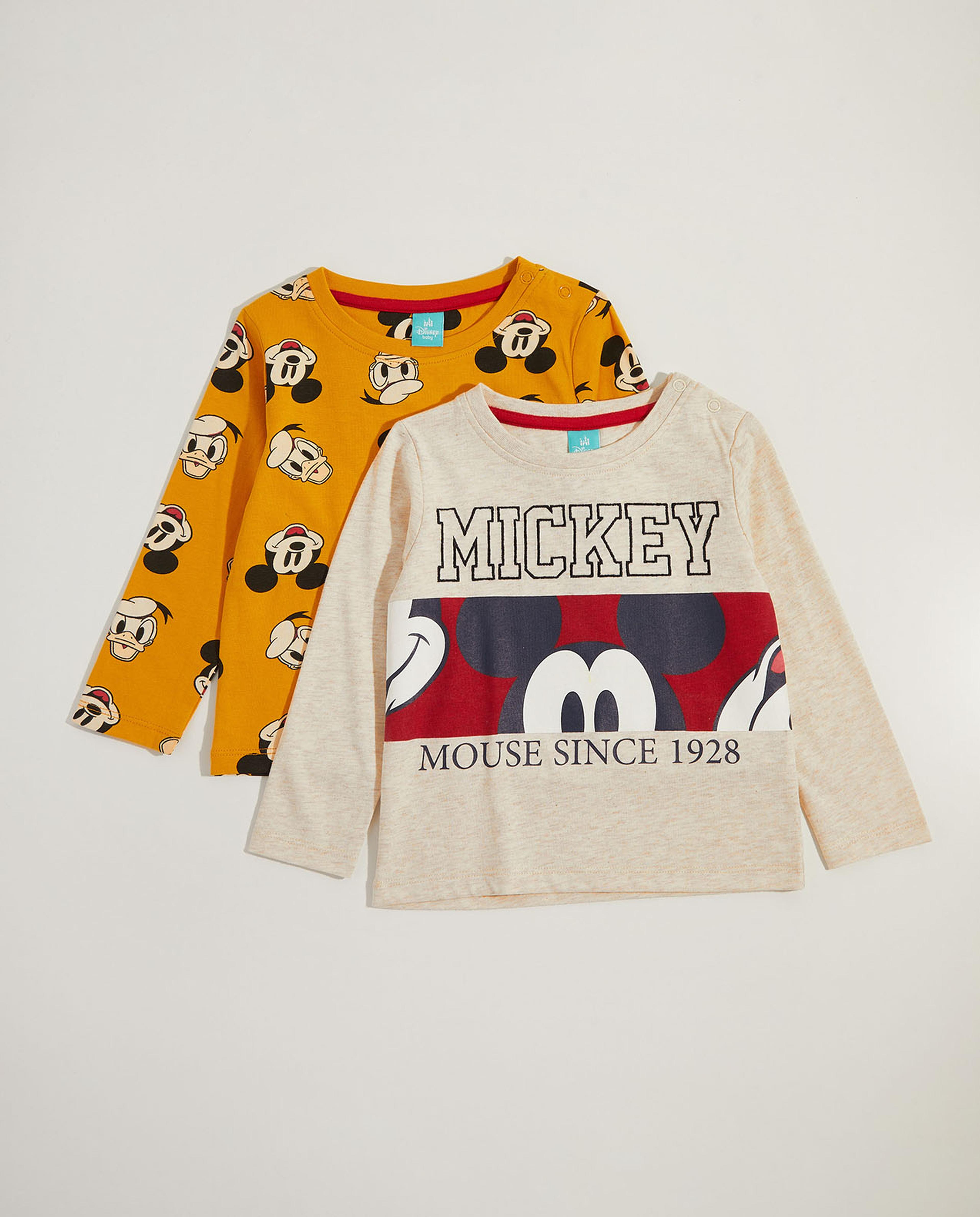 2 Pack Mickey Mouse Print T-Shirts with Long Sleeves