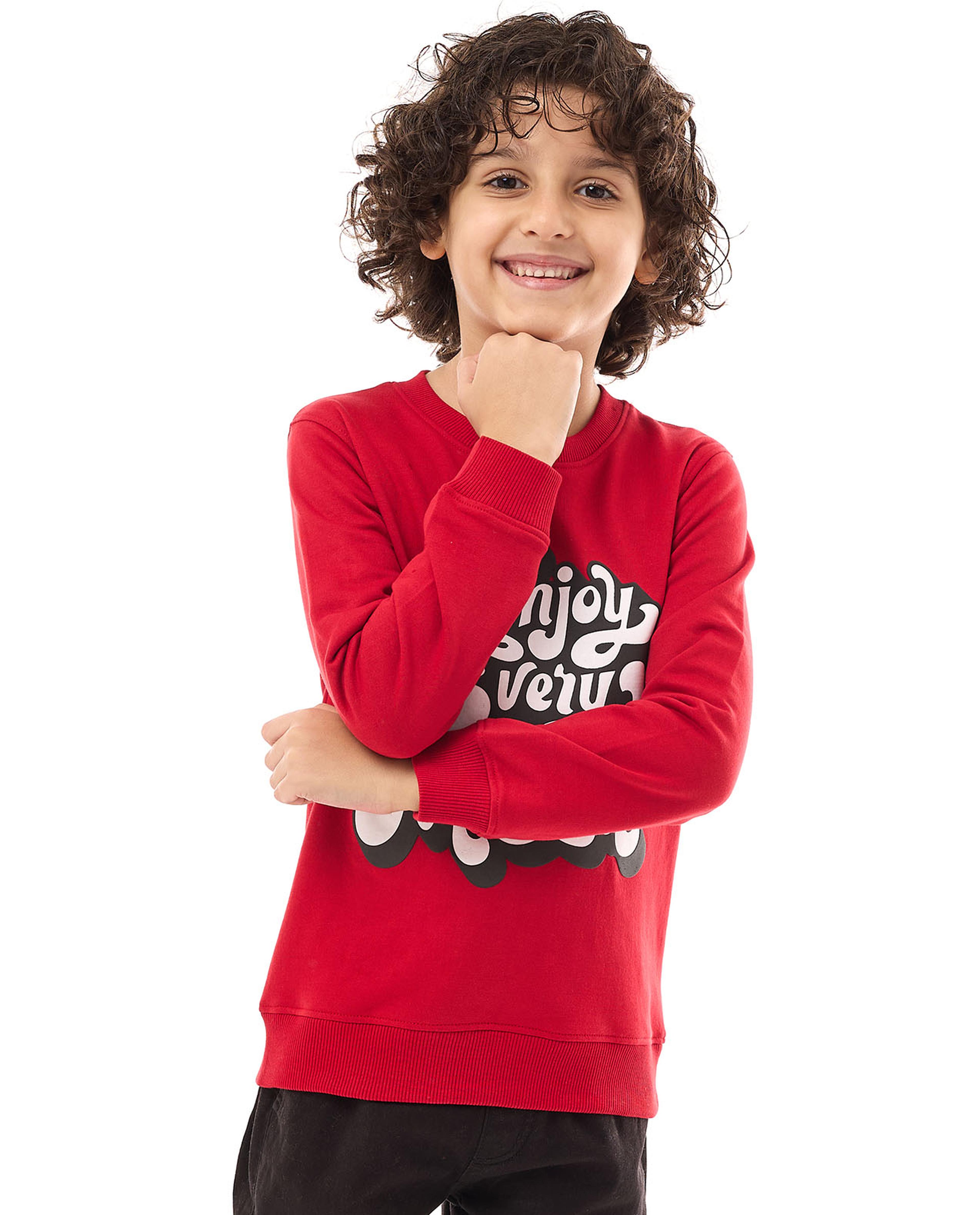 Printed Sweatshirt with Crew Neck and Long Sleeves