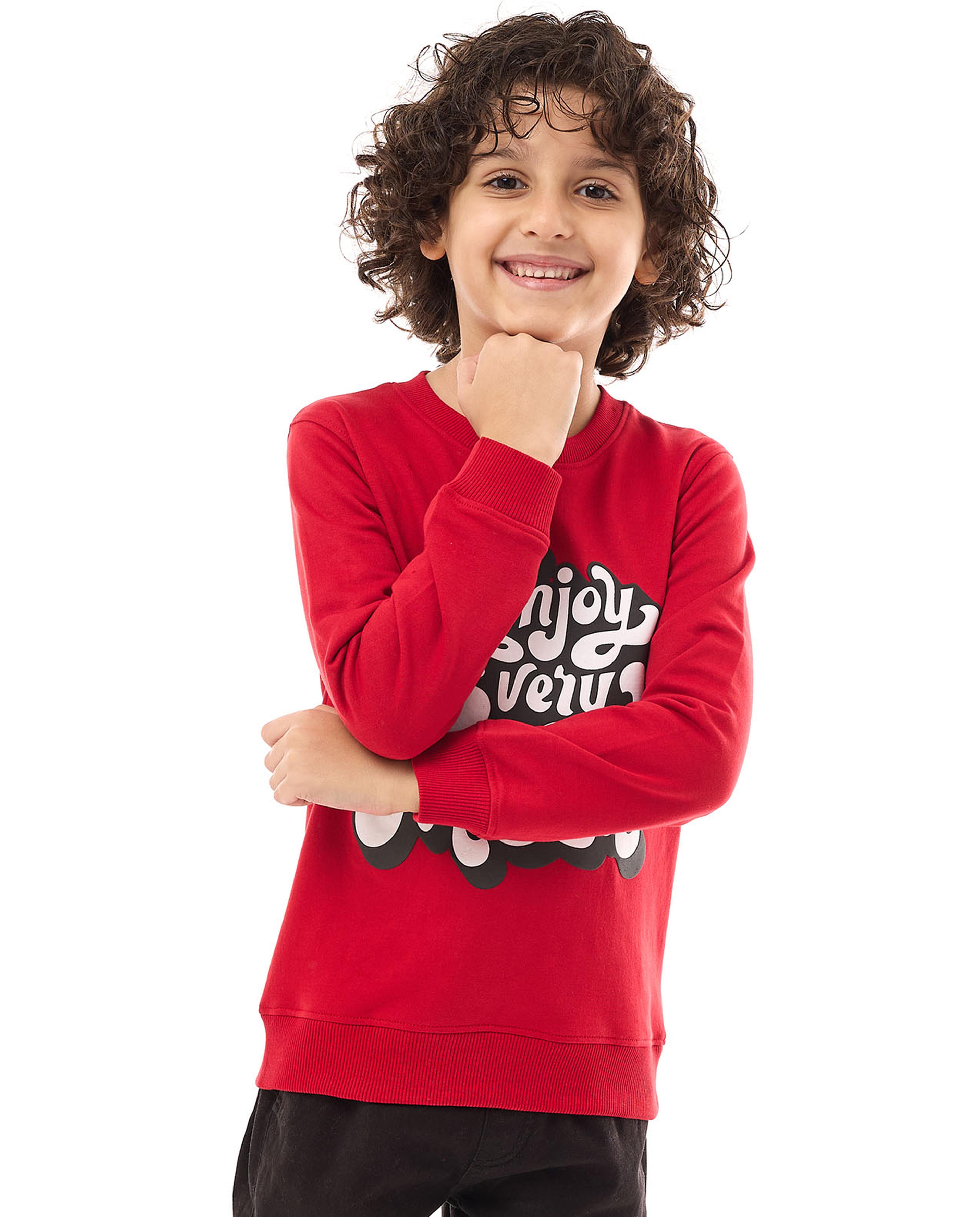 Printed Sweatshirt with Crew Neck and Long Sleeves