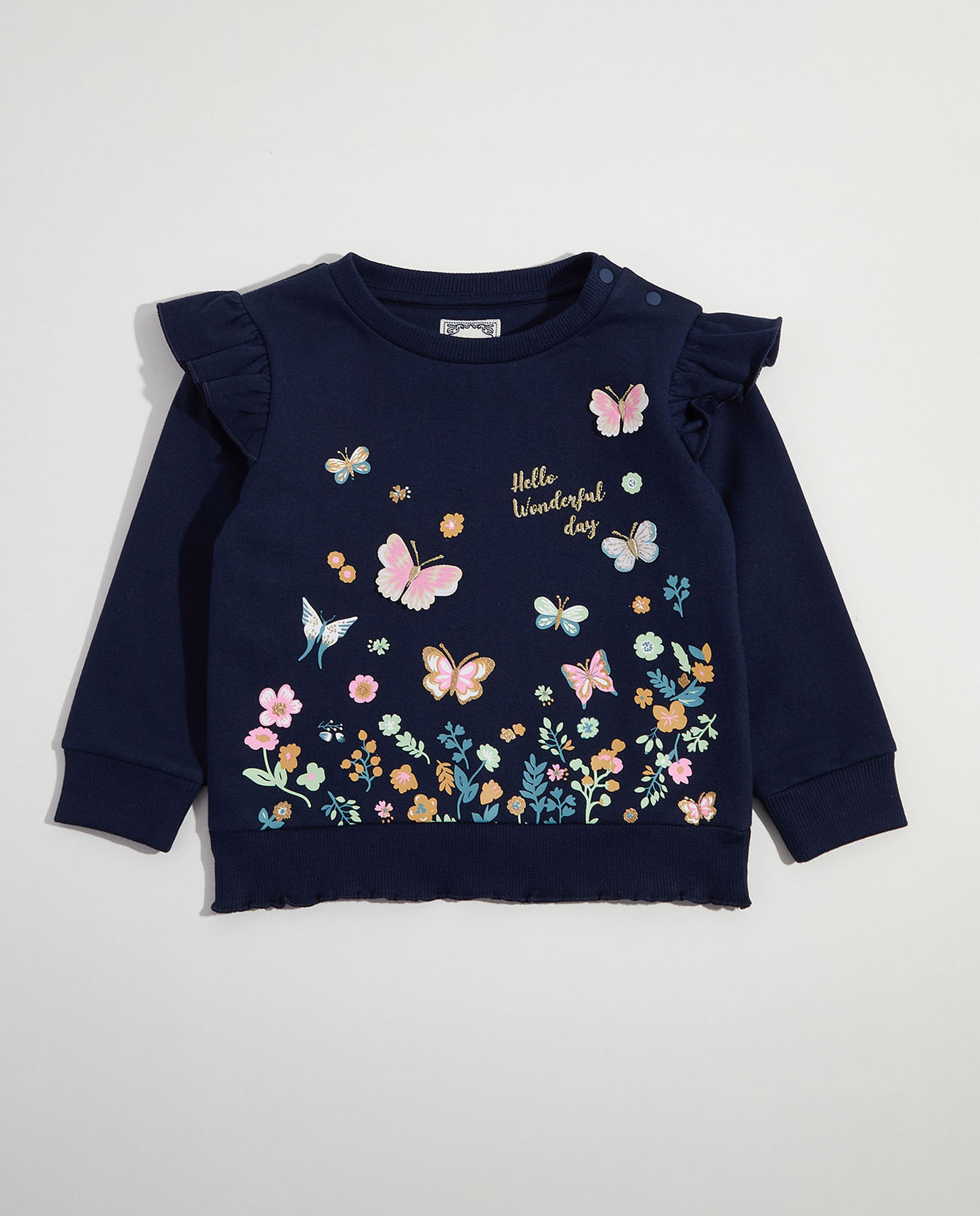 Embroidered Sweatshirt with Crew Neck and Long Sleeves
