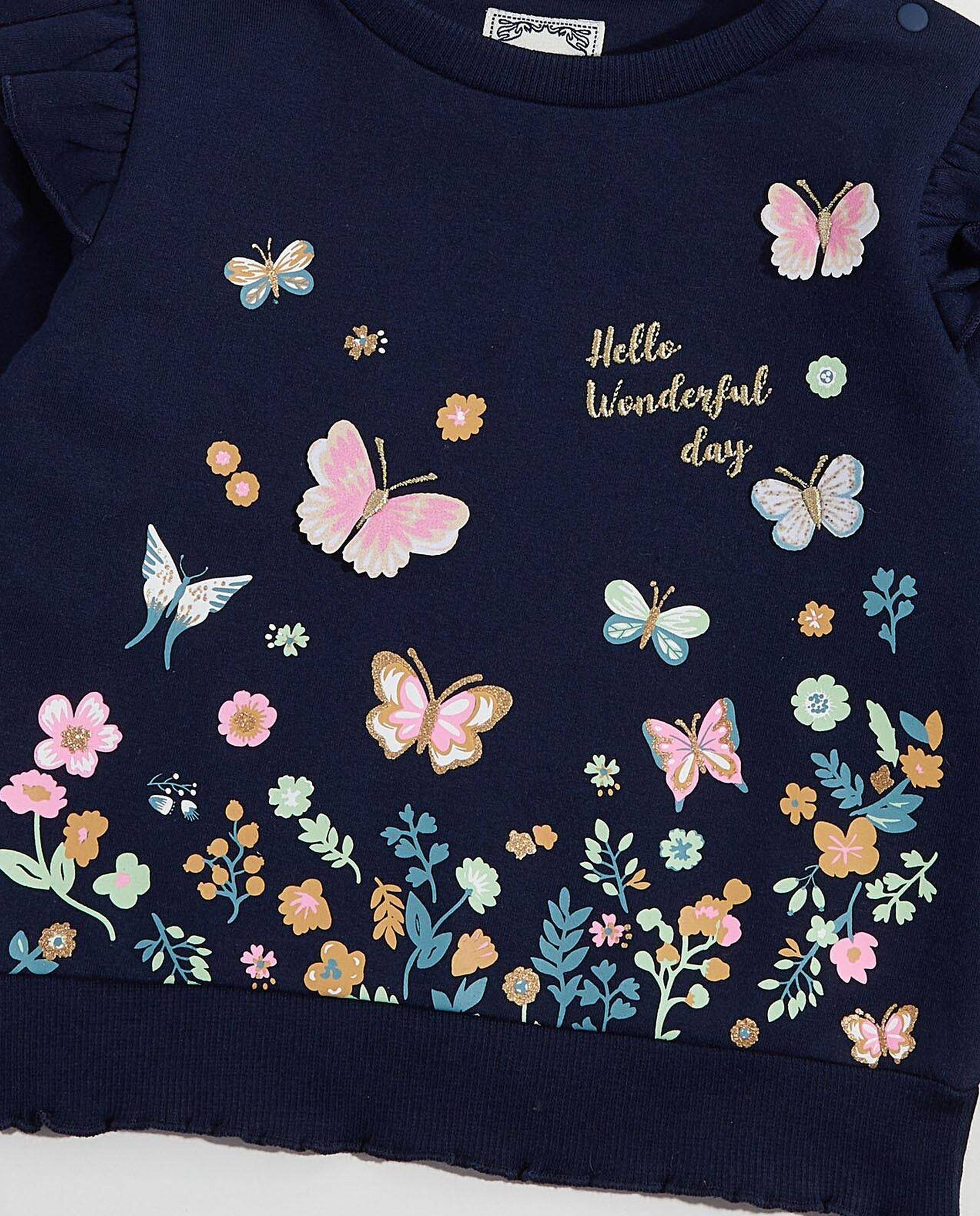 Embroidered Sweatshirt with Crew Neck and Long Sleeves