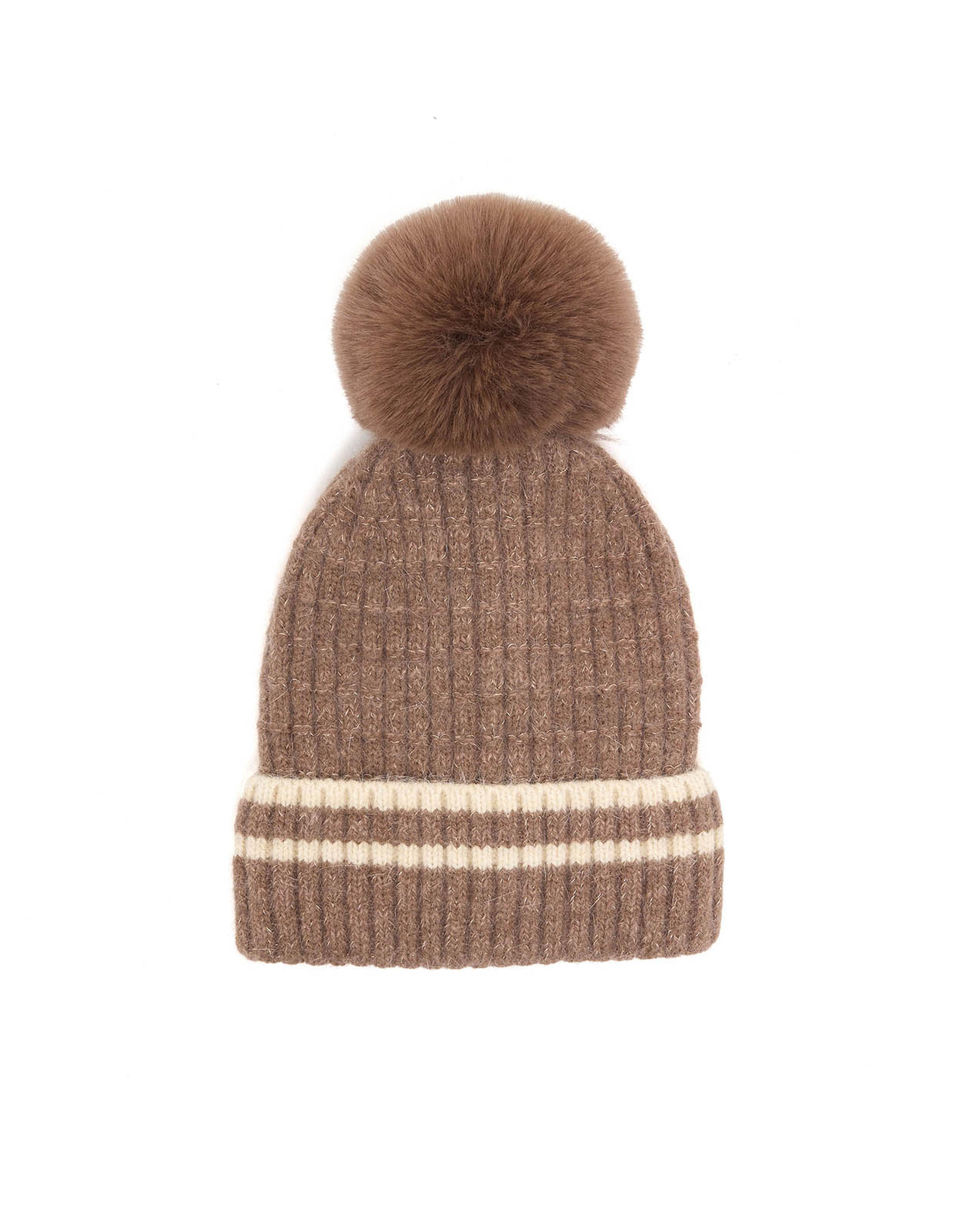 قبعة باني بخطوط مع بوم بوم