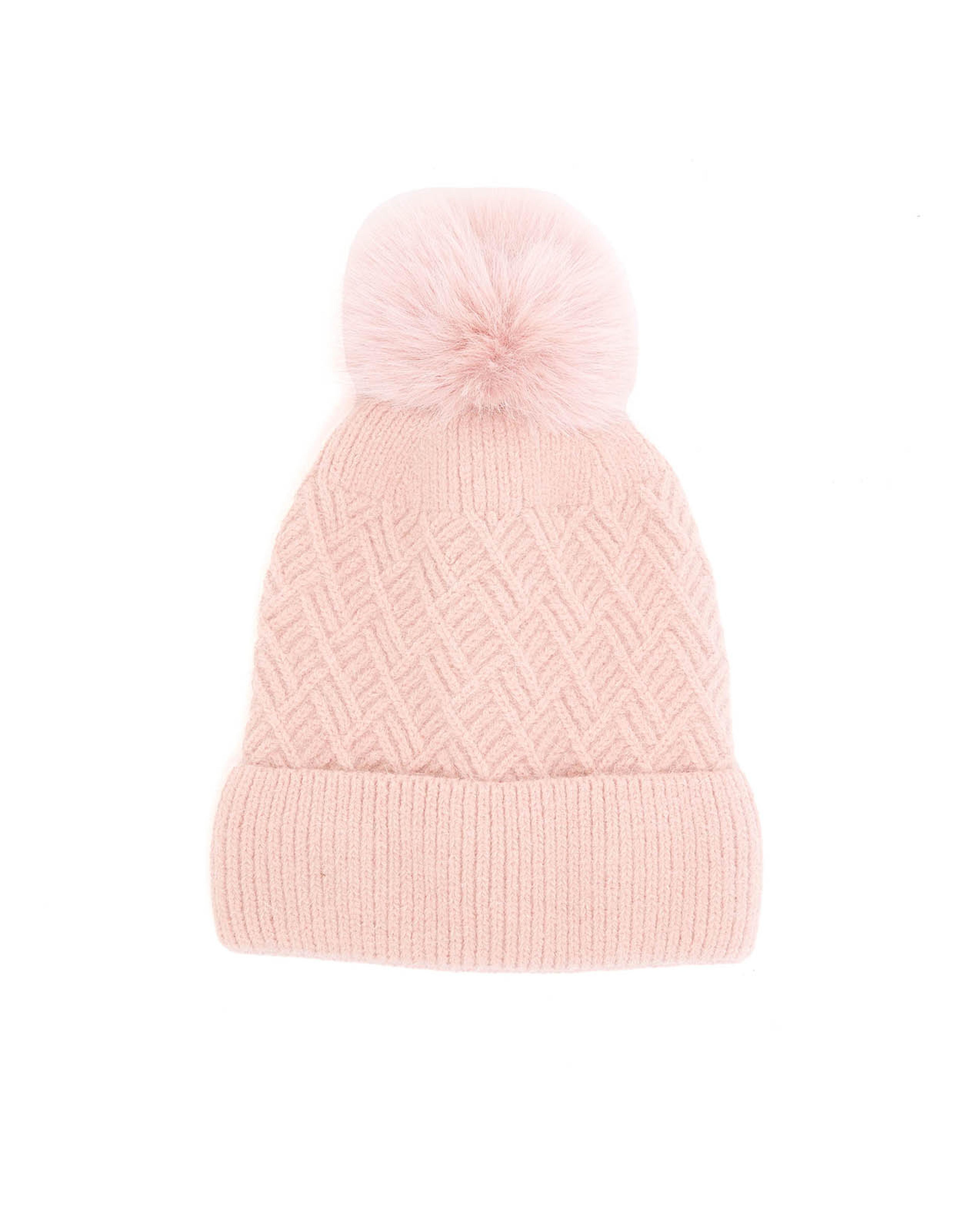 قبعة باني محبوكة مع بوم بوم