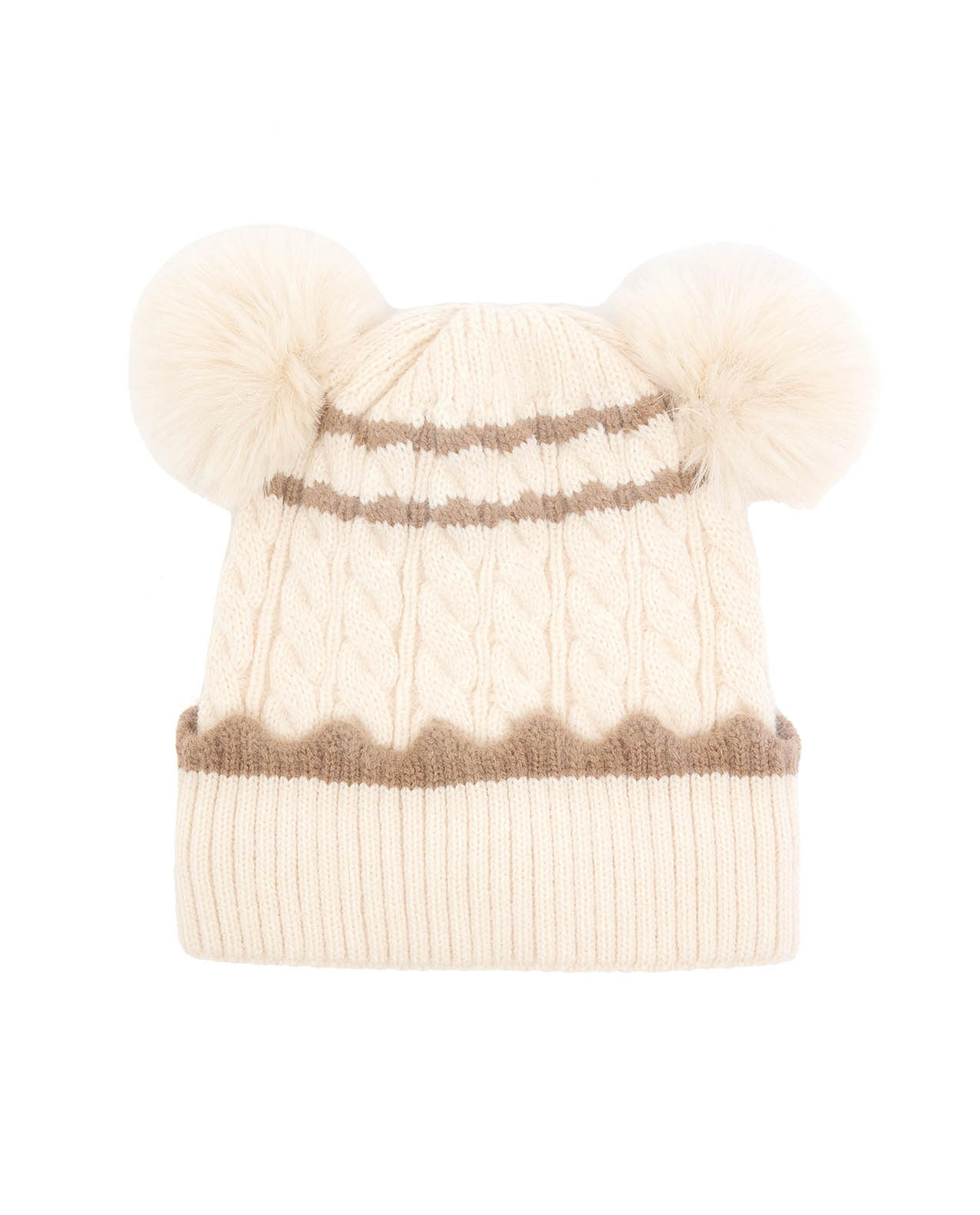 قبعة باني محبوكة مع بوم بوم