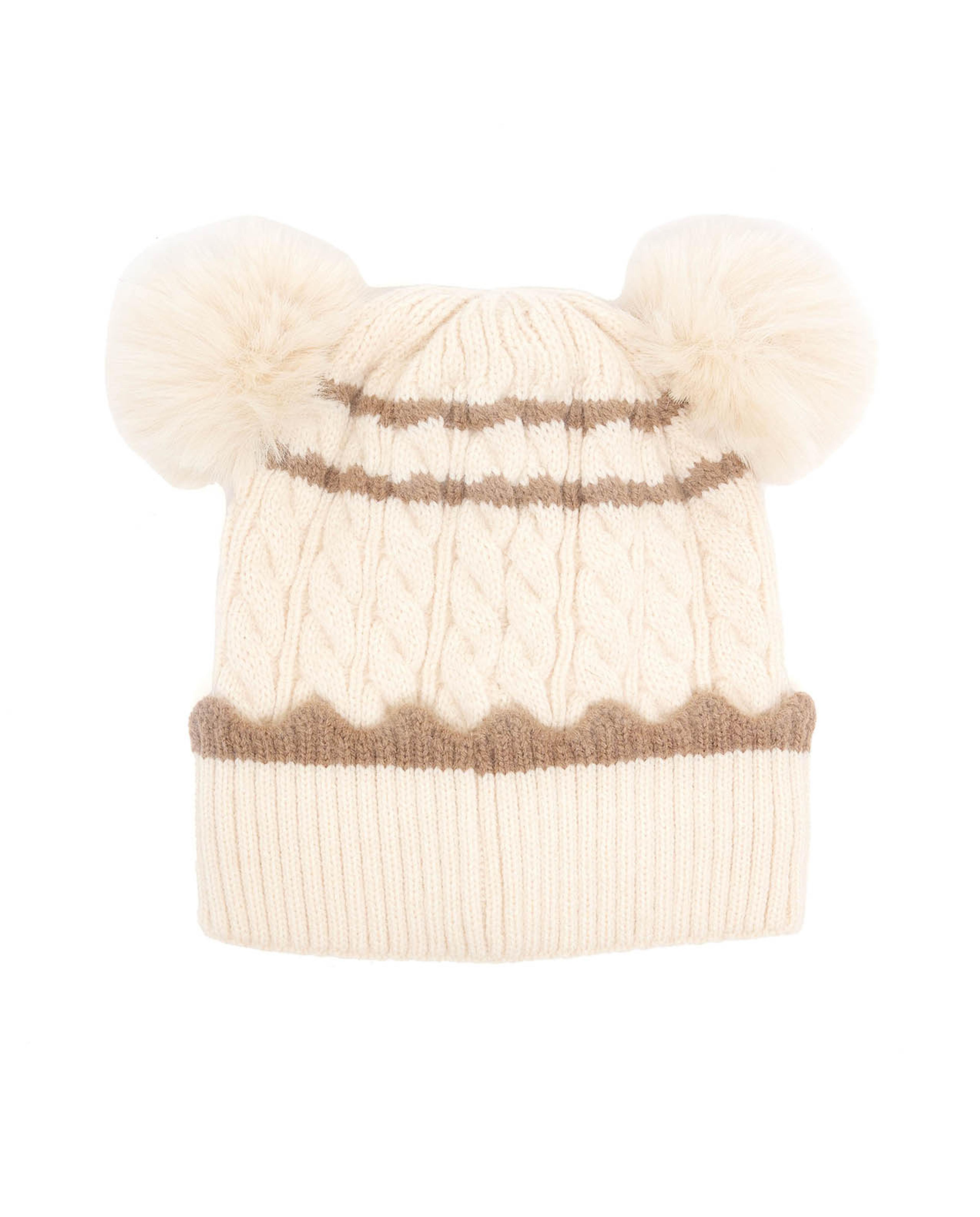 قبعة باني محبوكة مع بوم بوم