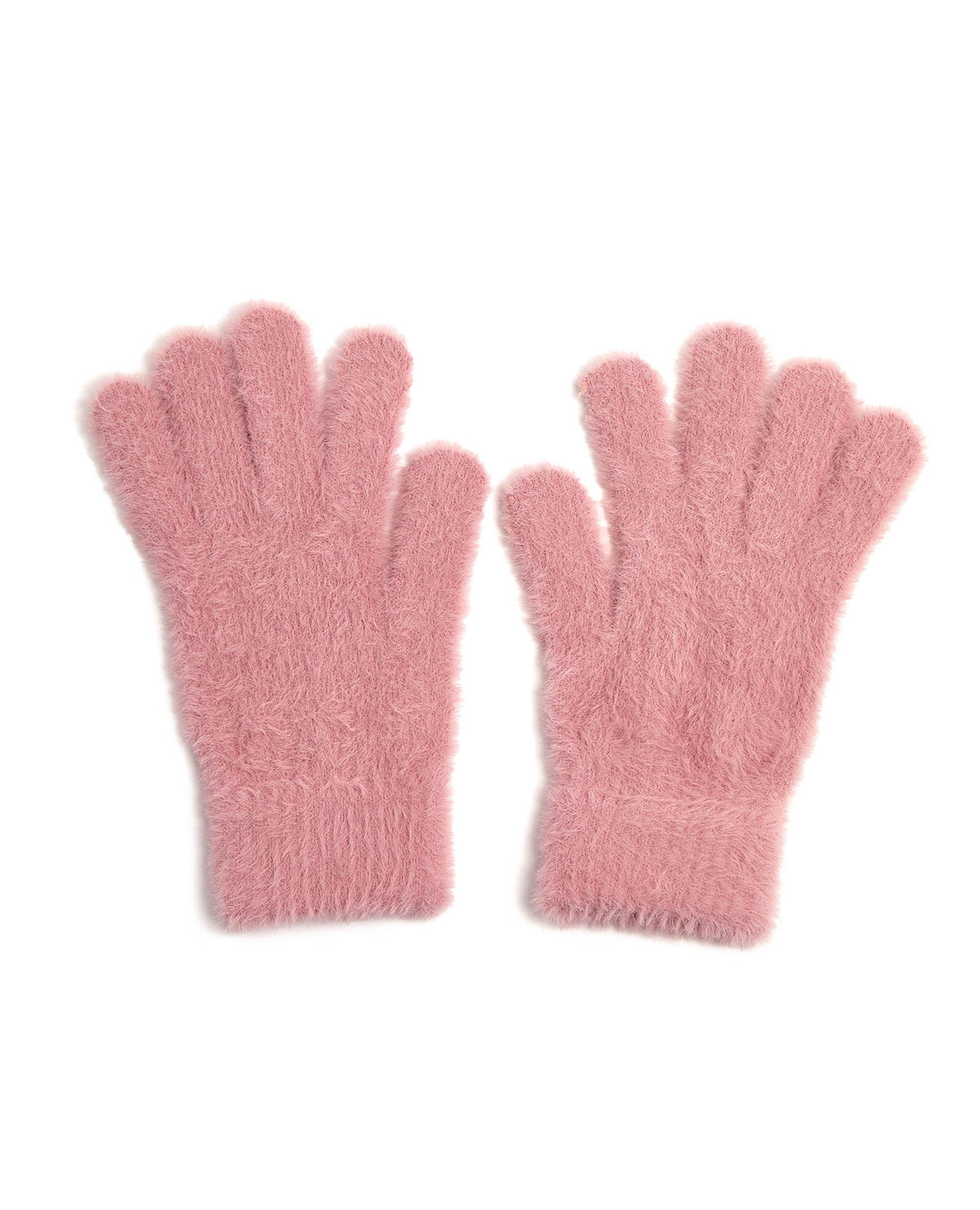 قفازات شتوية بفرو محبوك