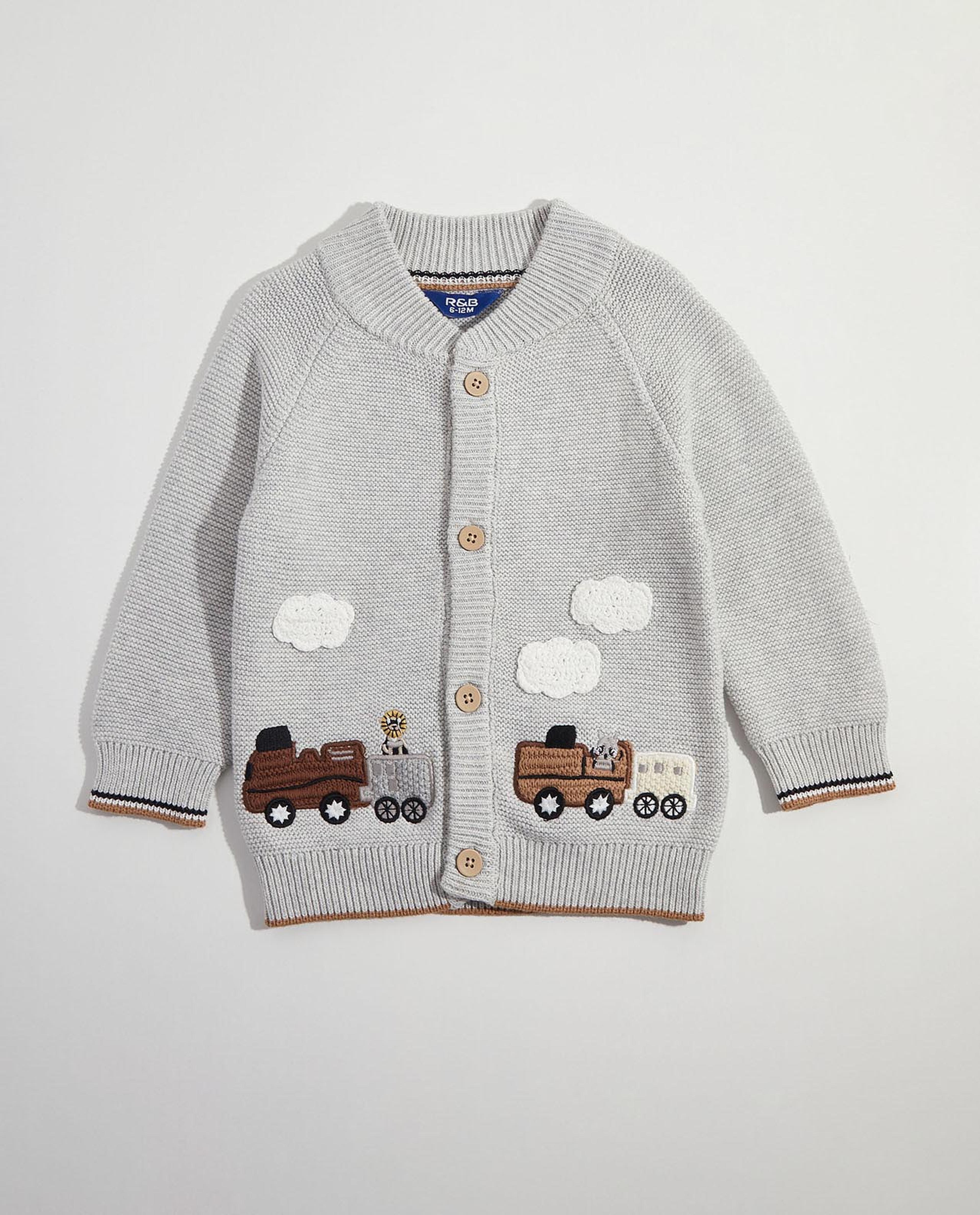 كارديجان مطرز بأكمام طويلة وياقة واقفة