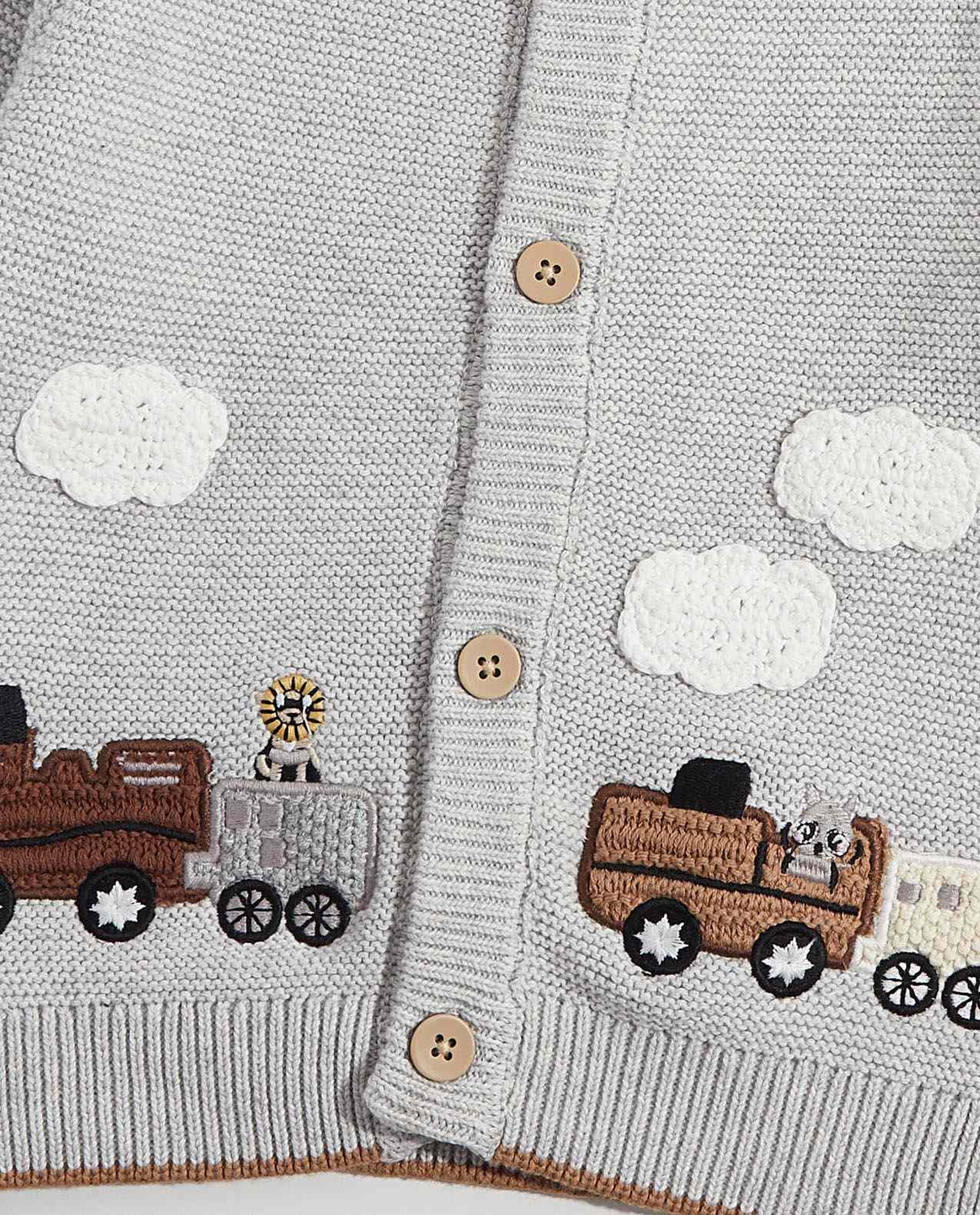 كارديجان مطرز بأكمام طويلة وياقة واقفة