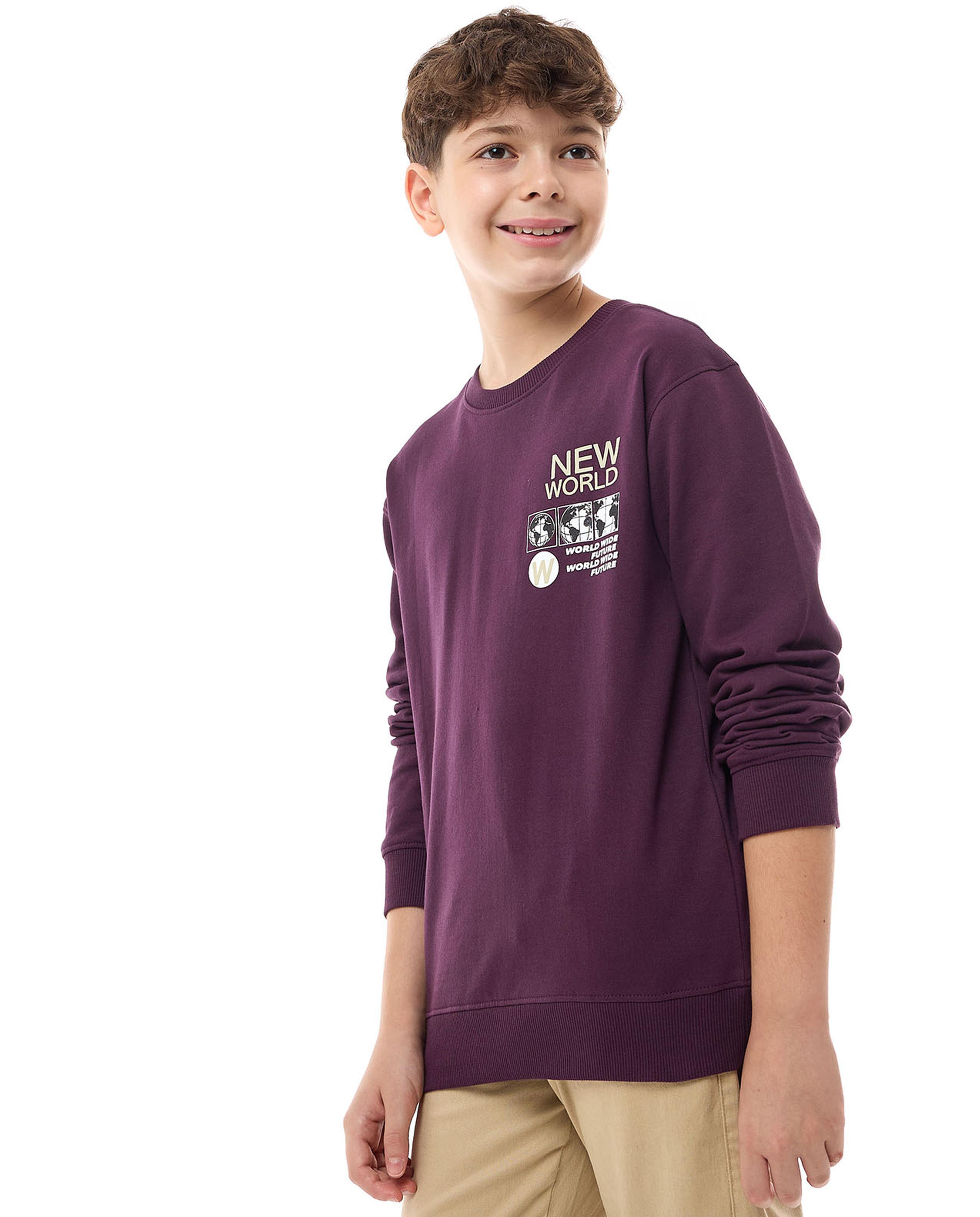 Print Detail Sweatshirt with Crew Neck and Long Sleeves