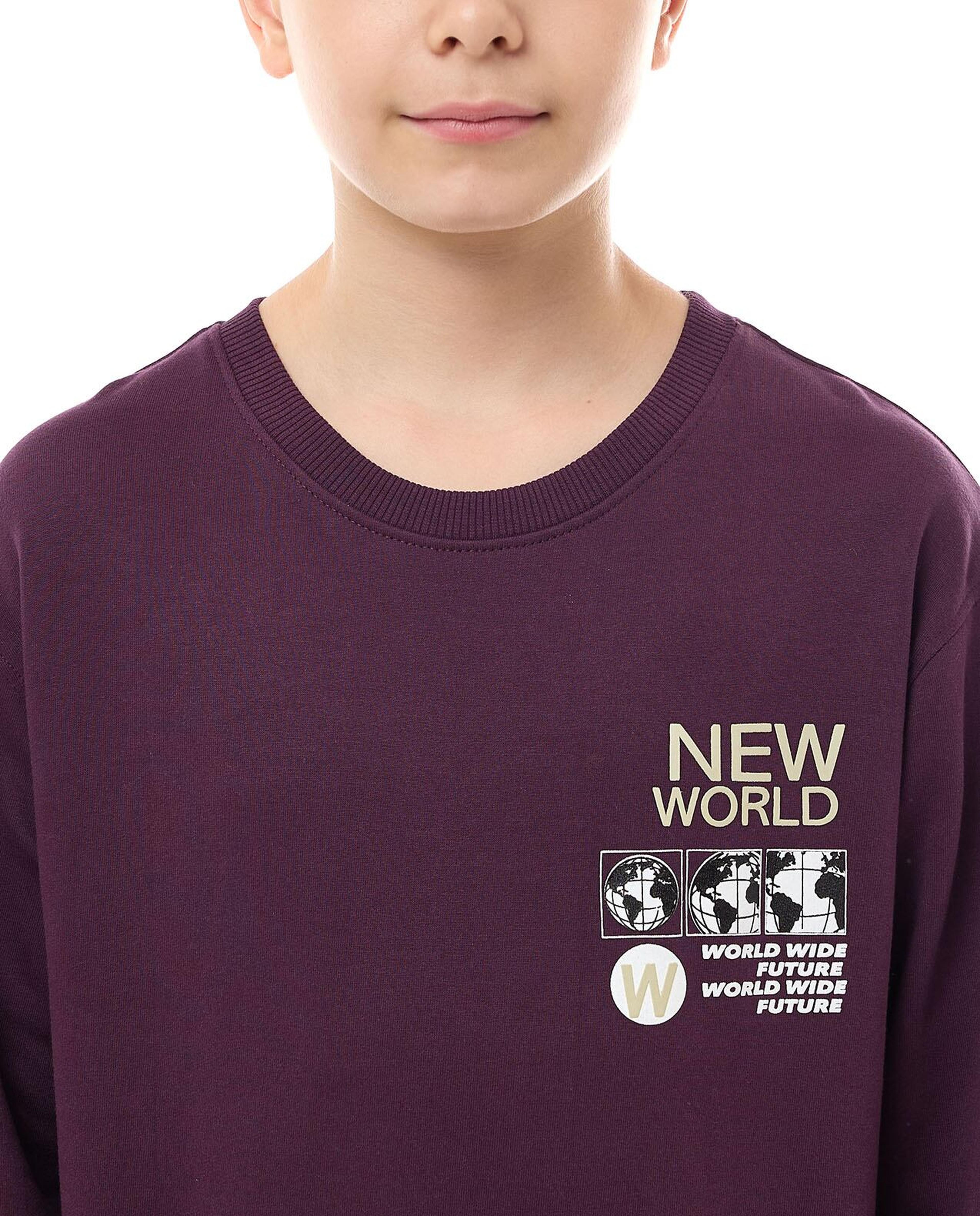 Print Detail Sweatshirt with Crew Neck and Long Sleeves