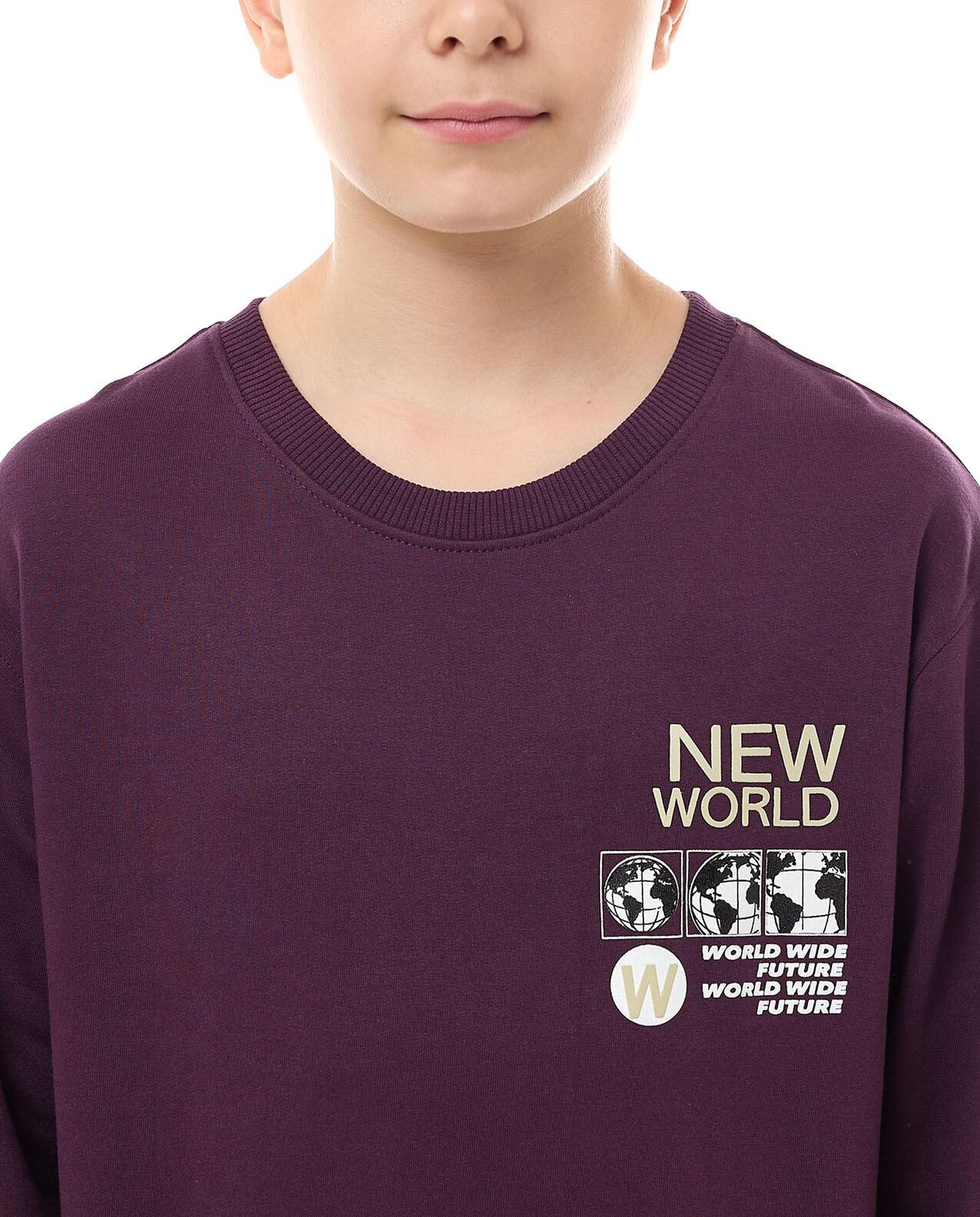 Print Detail Sweatshirt with Crew Neck and Long Sleeves