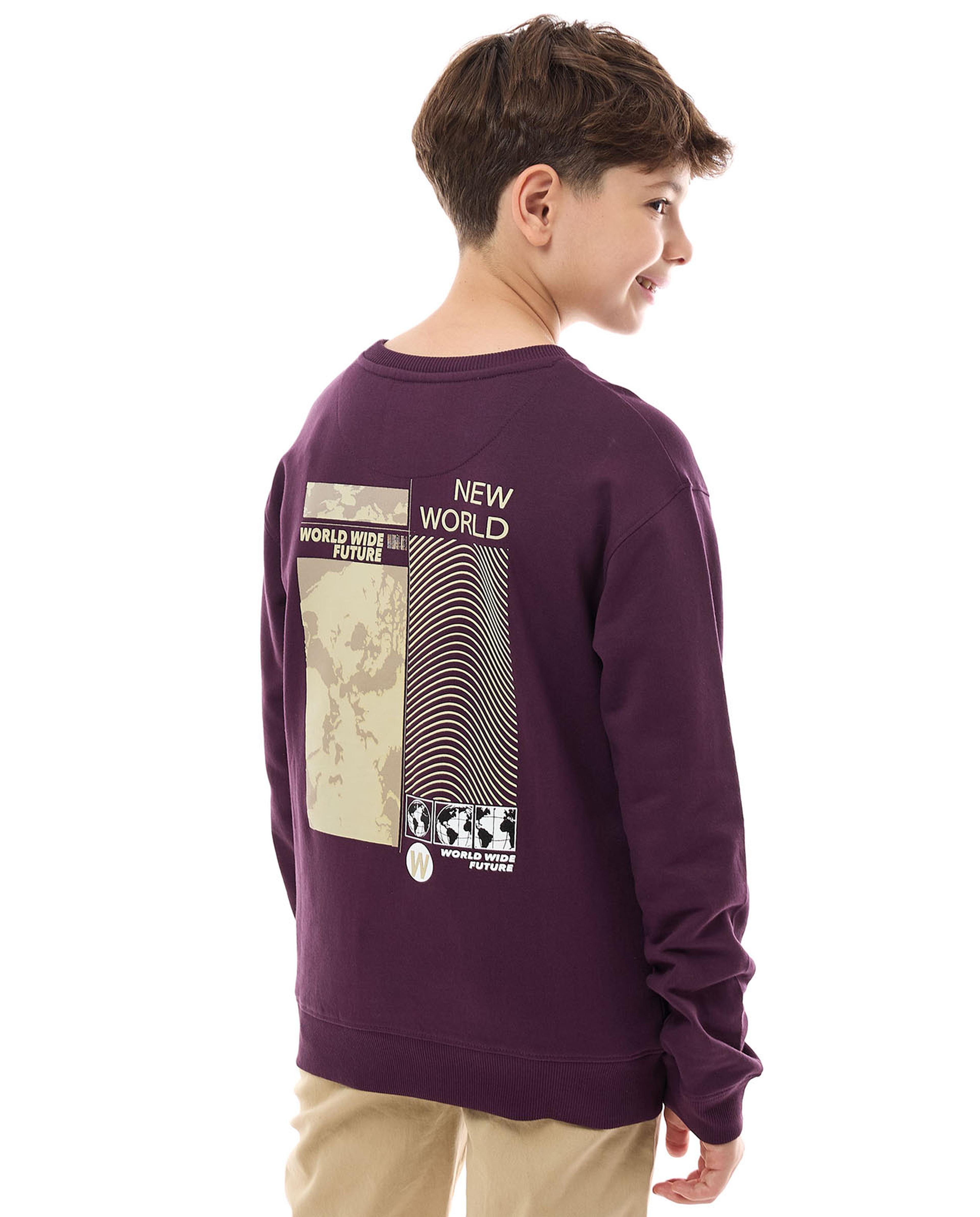 Print Detail Sweatshirt with Crew Neck and Long Sleeves