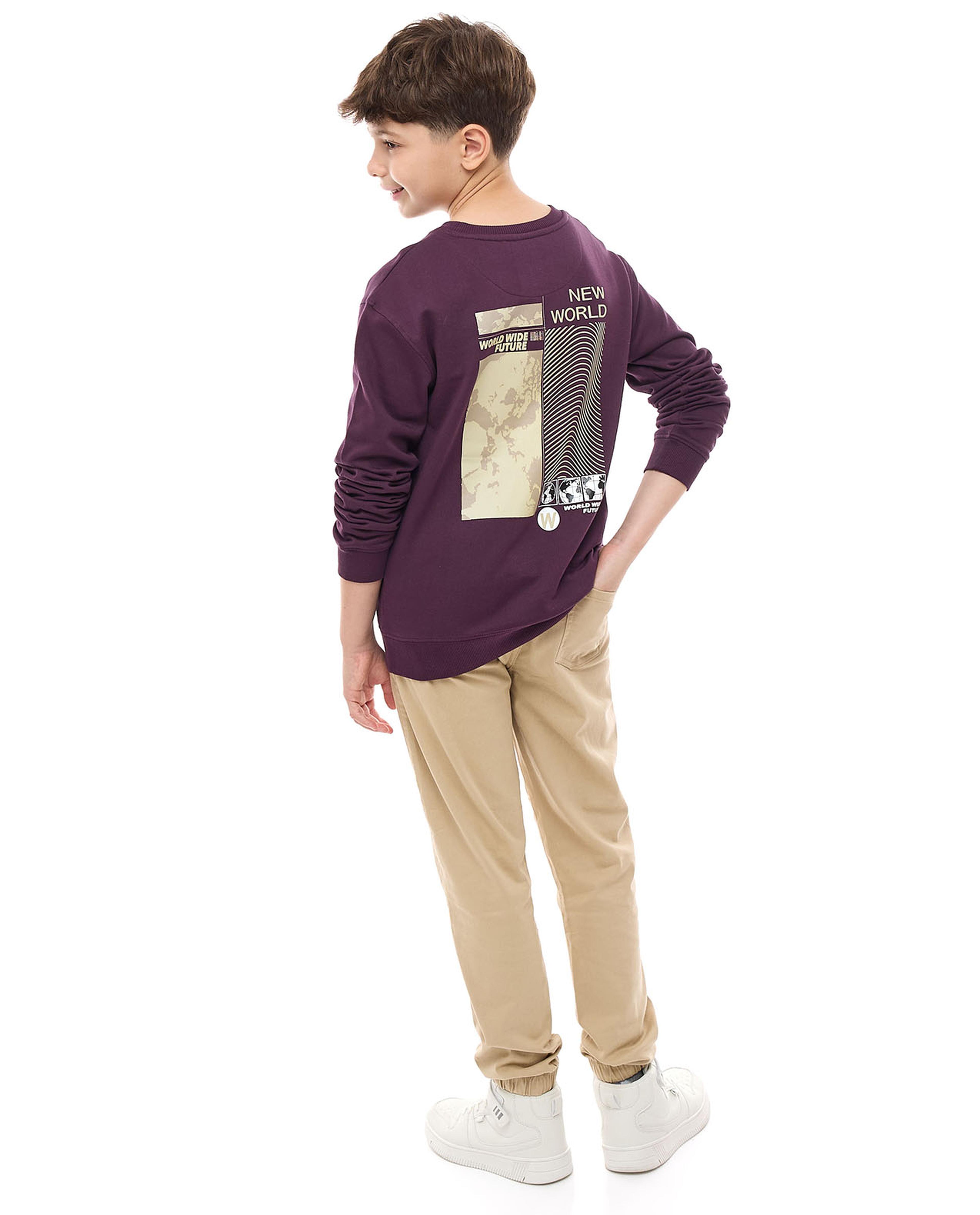 Print Detail Sweatshirt with Crew Neck and Long Sleeves