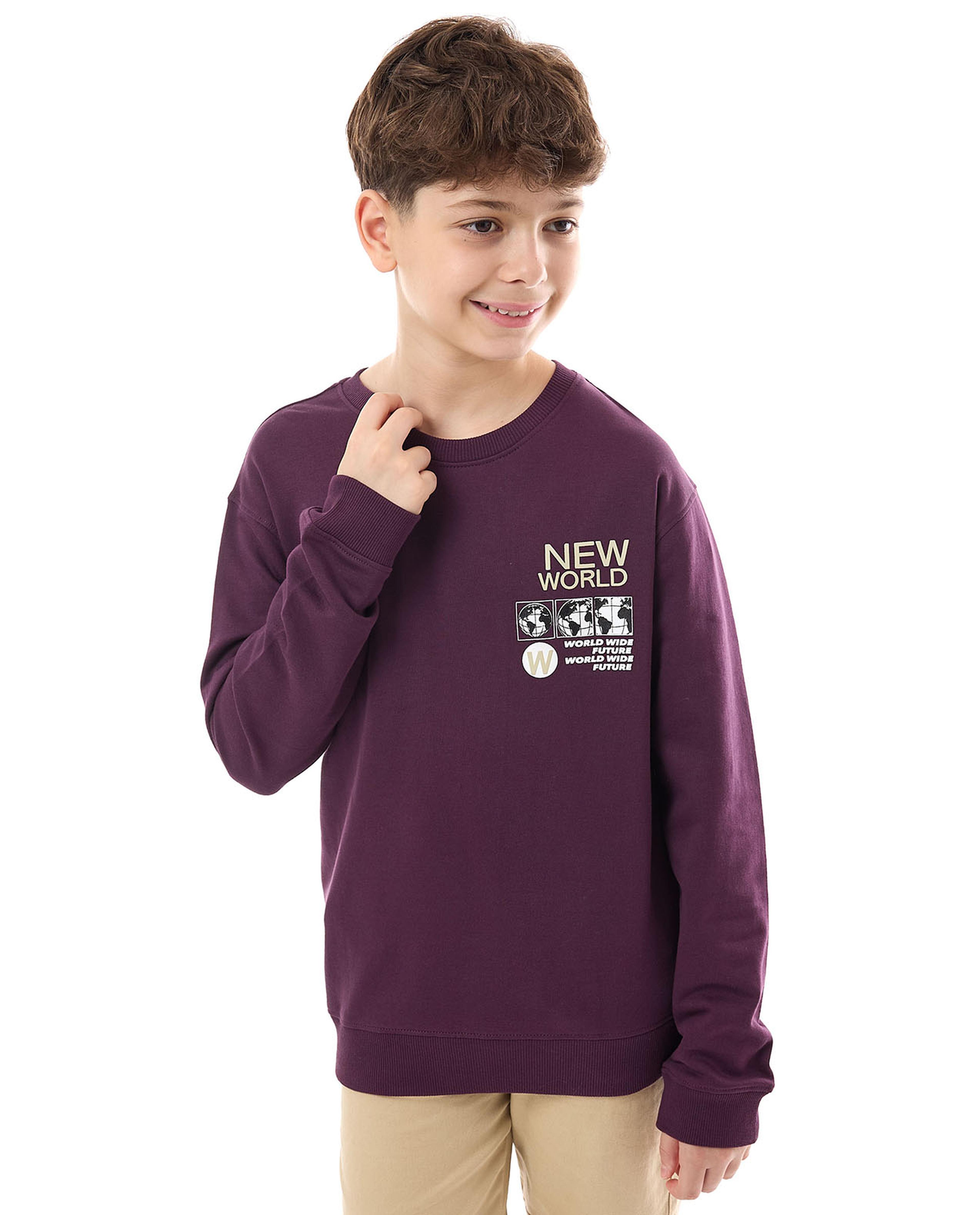 Print Detail Sweatshirt with Crew Neck and Long Sleeves