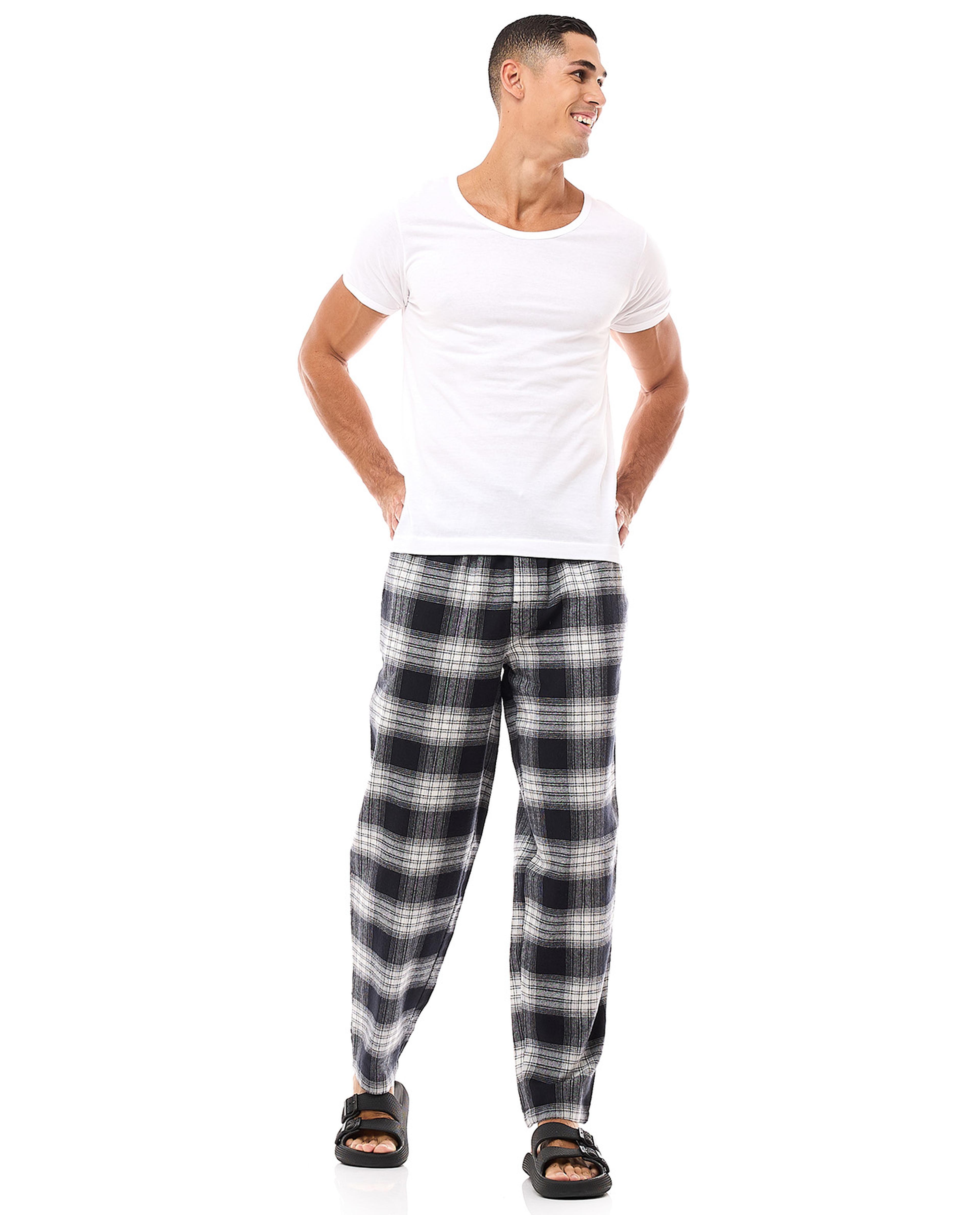 Plaid Lounge Pants with Drawstring Waist
