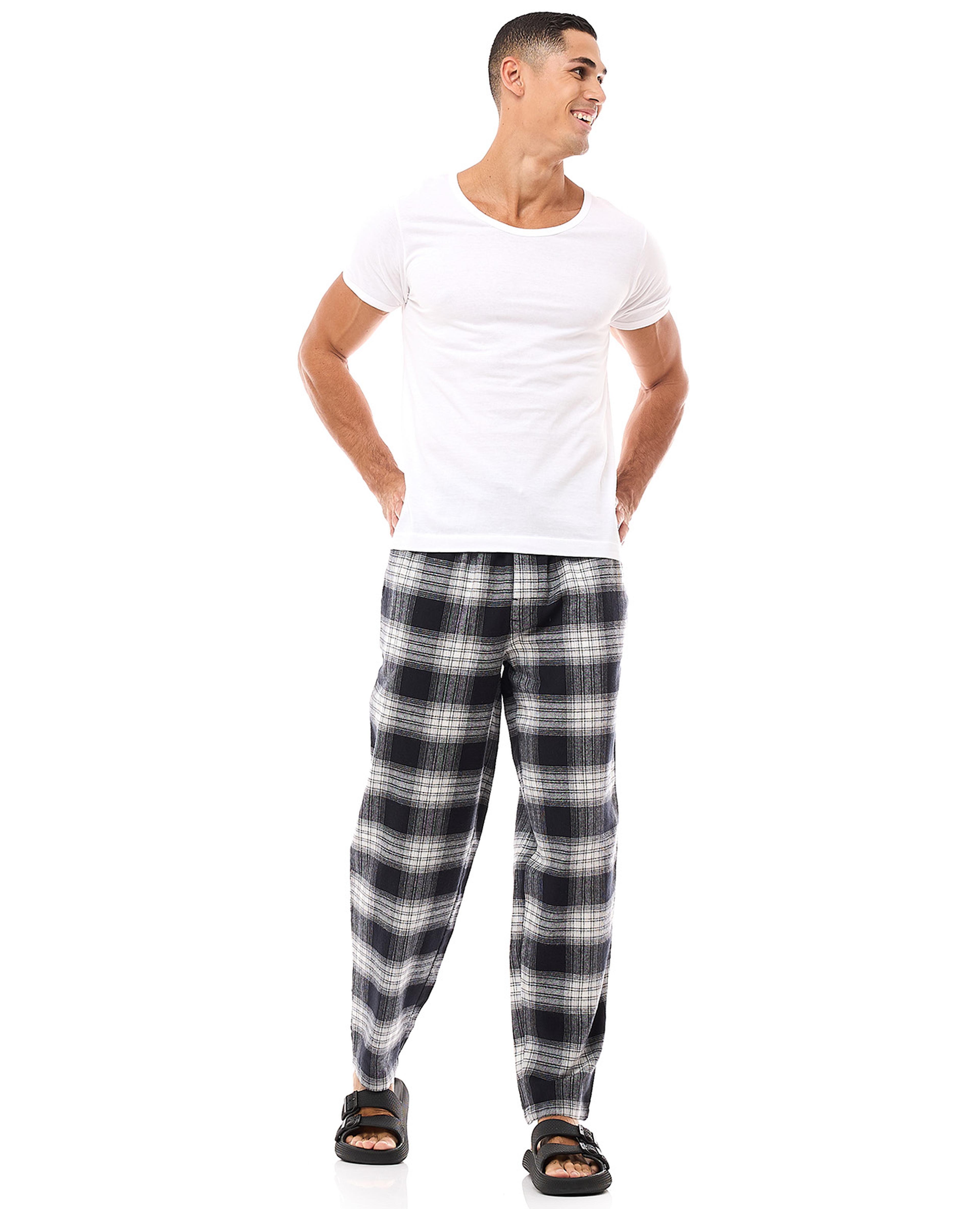 Plaid Lounge Pants with Drawstring Waist