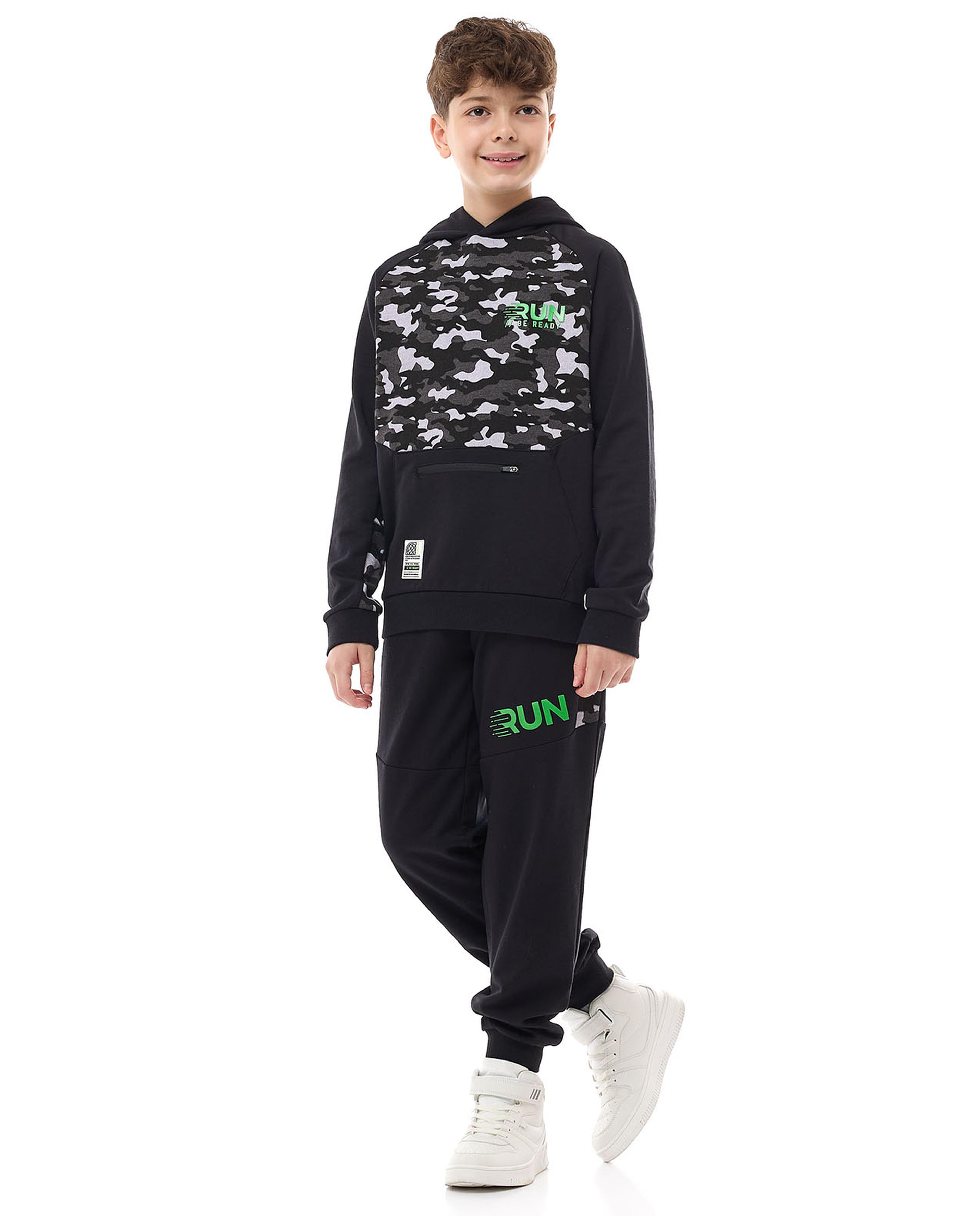 Camo Print Hoodie and Joggers Set